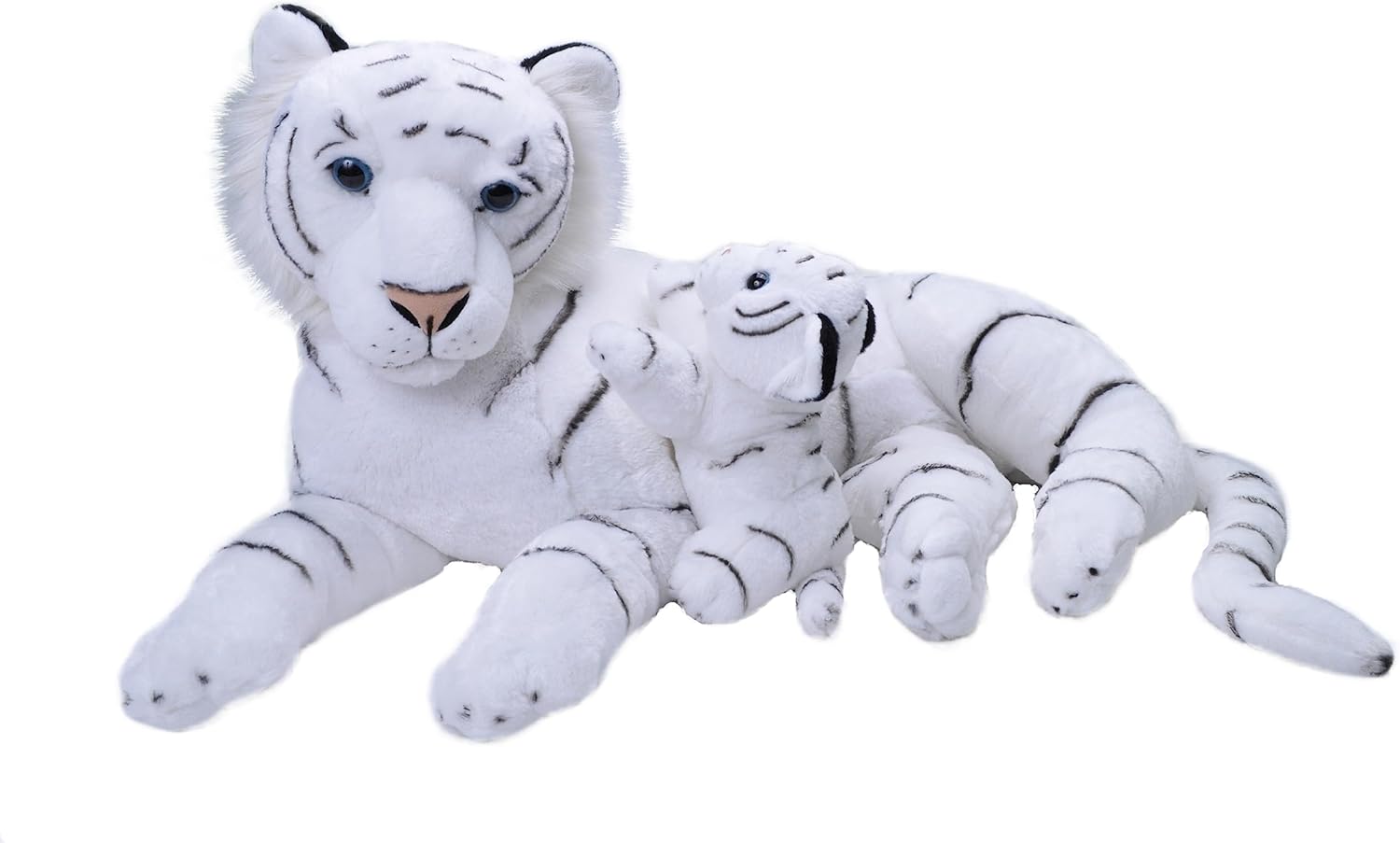 Wild Republic Mom and Baby Jumbo Weißer Tiger, Großes Kuscheltier, 76 cm, Geschenkidee für Kinder, Kuscheltier mit Baby, Riesen-Stofftier aus recycelten Wasserflaschen