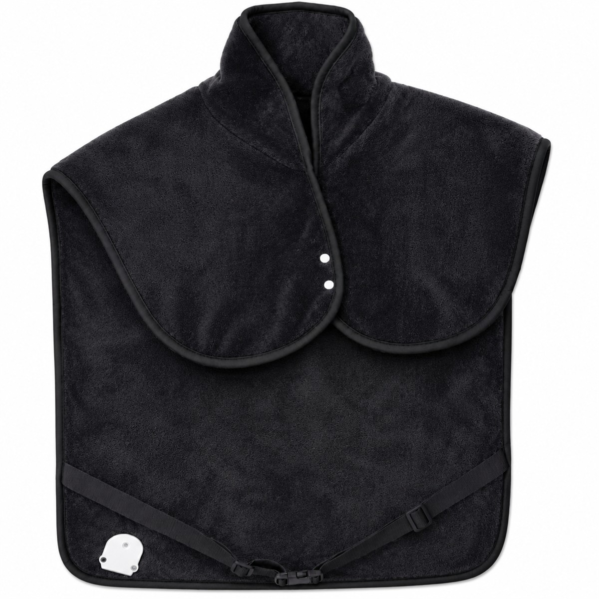 Poncho, Schal / Stola, flauschig fleece, schwarz, verstellbarer Gürtel