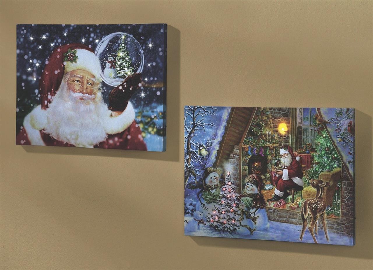 2er Set Wandbild Leuchtbild - Weihnachten - Bild LED Flackereffekt 03554