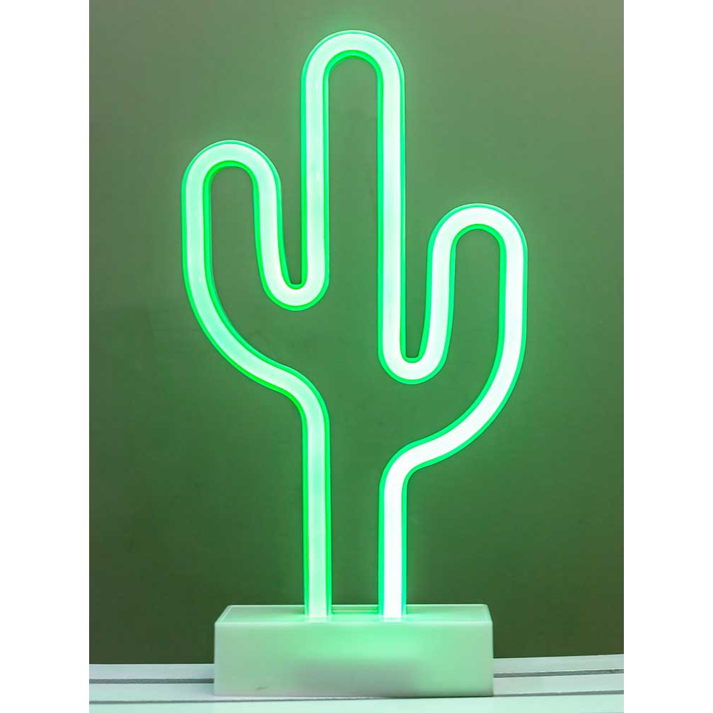 LED Dekolampe im Neon-Design Stehlampe FLAMINGO (pink) oder KAKTUS (grün), batteriebetrieben