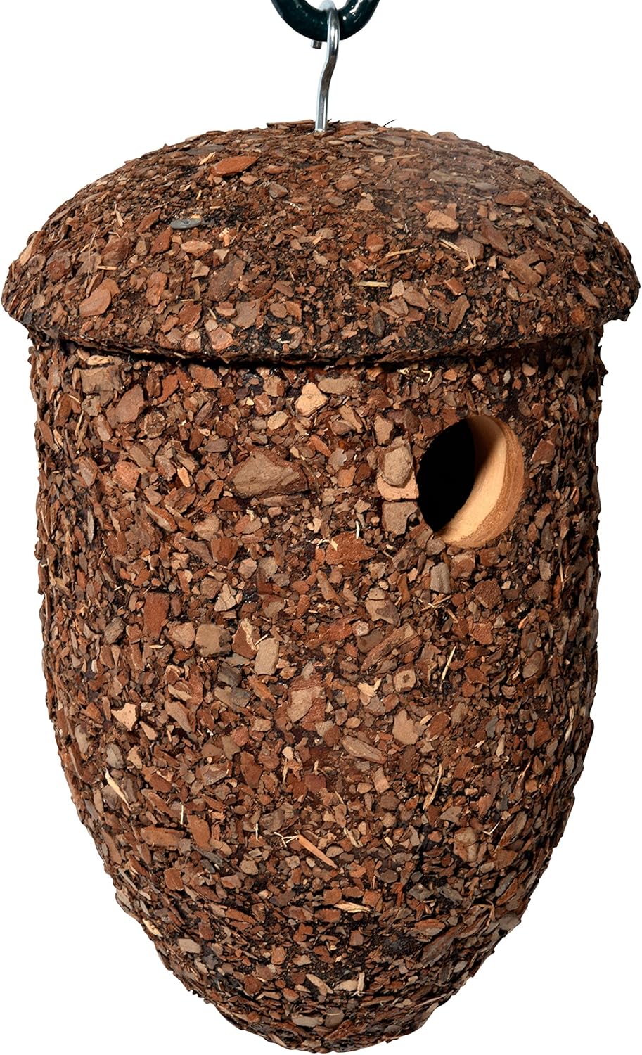 dobar green label Nistkasten "Eichelform"- Höhlenbrüter-Nistkasten - Vogelkasten aus Massivholz - Nisthilfe für Kohlmeisen, Spatzen, Kleiber- Meisenkasten - Ø Einflugloch 33 mm - Dunkelbraun