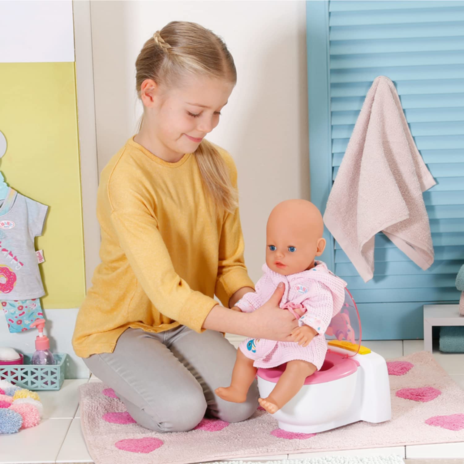 BABY born Toilette für Puppen mit Geräuschfunktion und Häufchen zum wegspülen, 828373 Zapf Creation