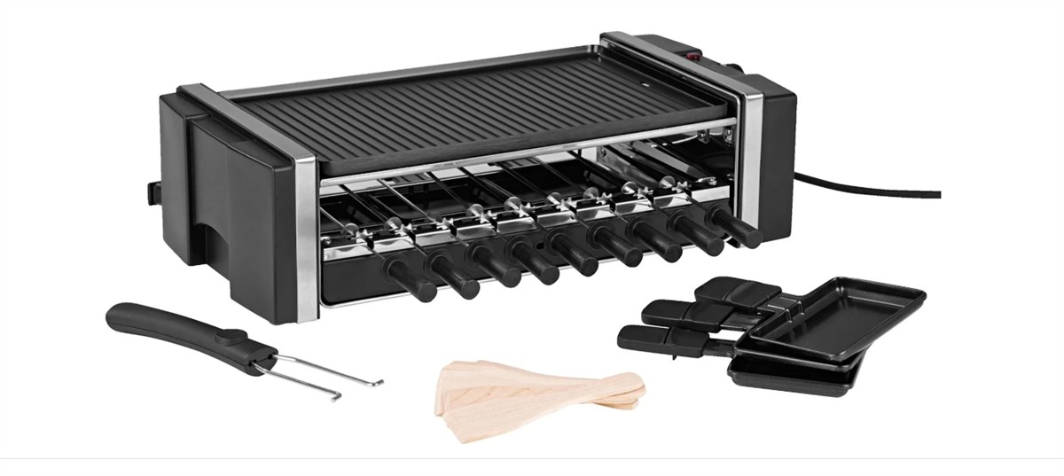 Kontaktgrill,  Grillplatte,  Elektrogrill,  Grillzange,  Fettauffangbehälter