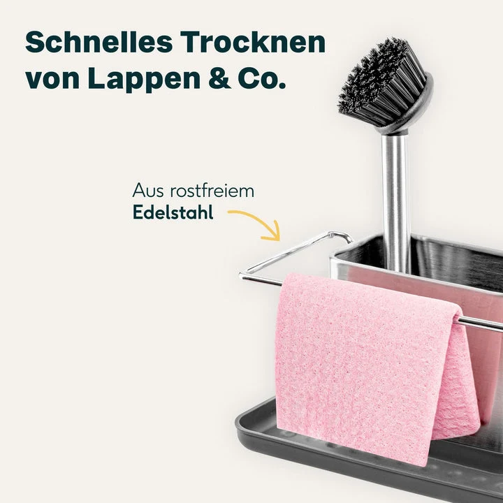 Spülbecken-Organizer, Edelstahlhalter, Spülbürste, Schwammhalter, Handtuchstange