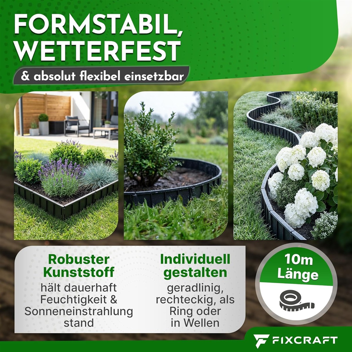 Kunststoff Beet, Gartenbeet, Runde/oval Geformt, Beetbegrenzung, Bordüre/Barriere