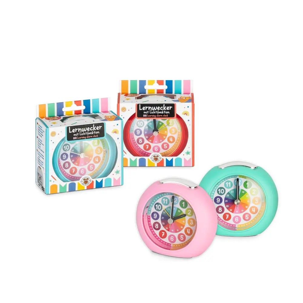 Lernuhr, Lernuhr mit Lichtfunktion, Kinderuhr, Zifferblatt farbig, Lernspielzeug Uhr