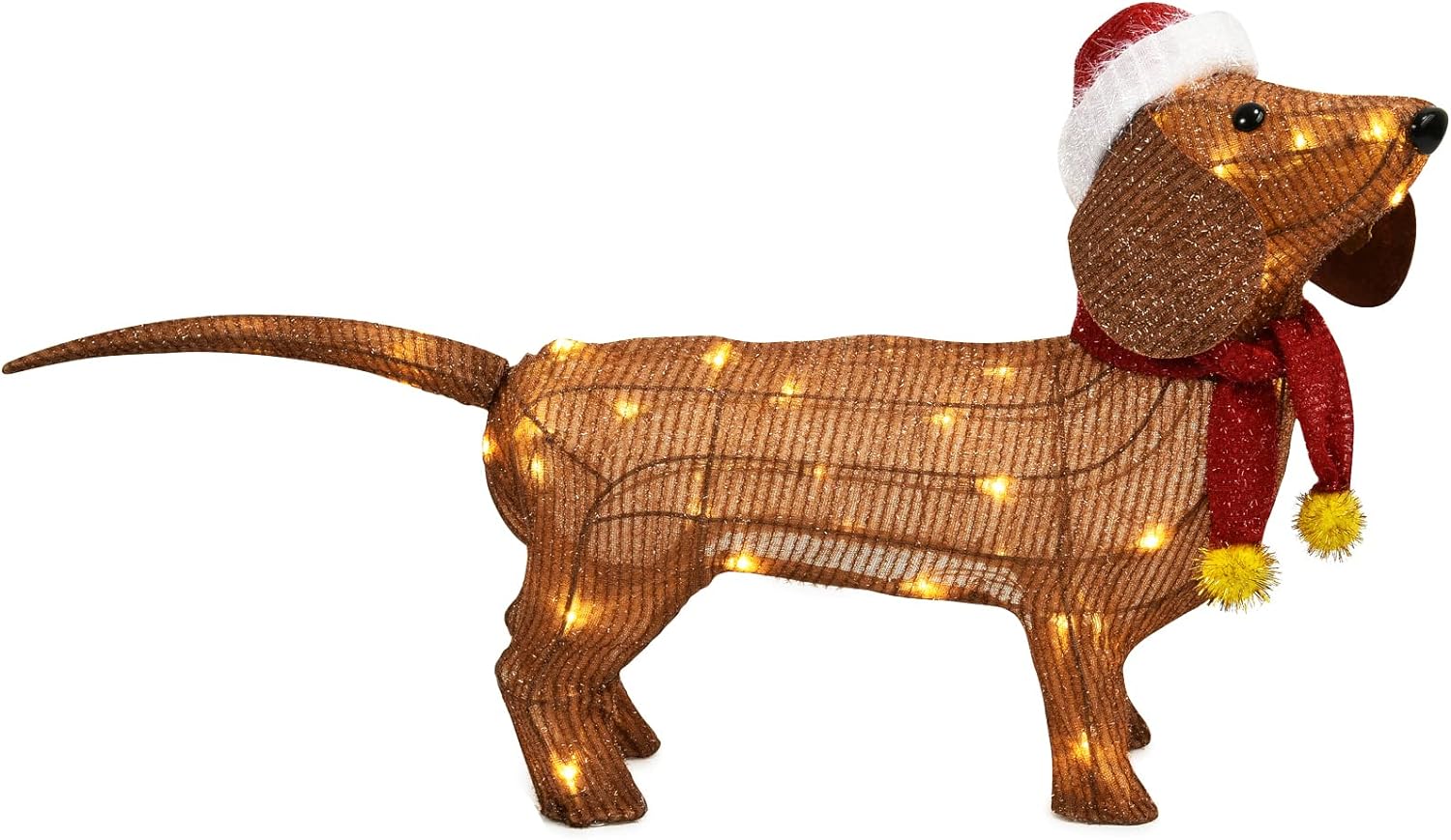 DMS Dackel Hundefigur Weihnachtsfigur mit 45 LEDs Weihnachtsbeleuchtung