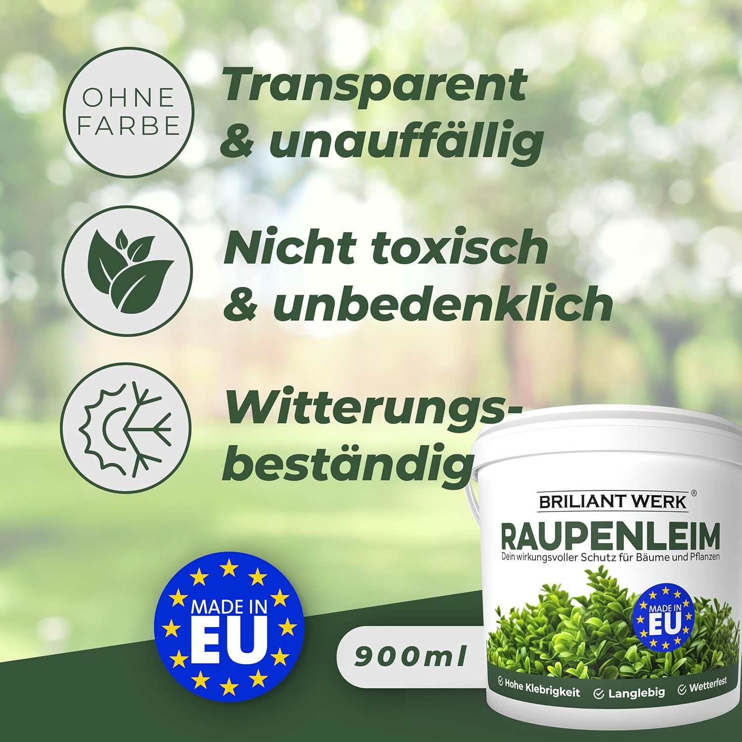 Briliantwerk Raupenleim für Obstbäume 0,9L I Der Leimring für Obstbäume schützt vor Frostspannern, Ameisen, Läusen UVM. - Baumleim auch für Zimmerpflanzen geeignet