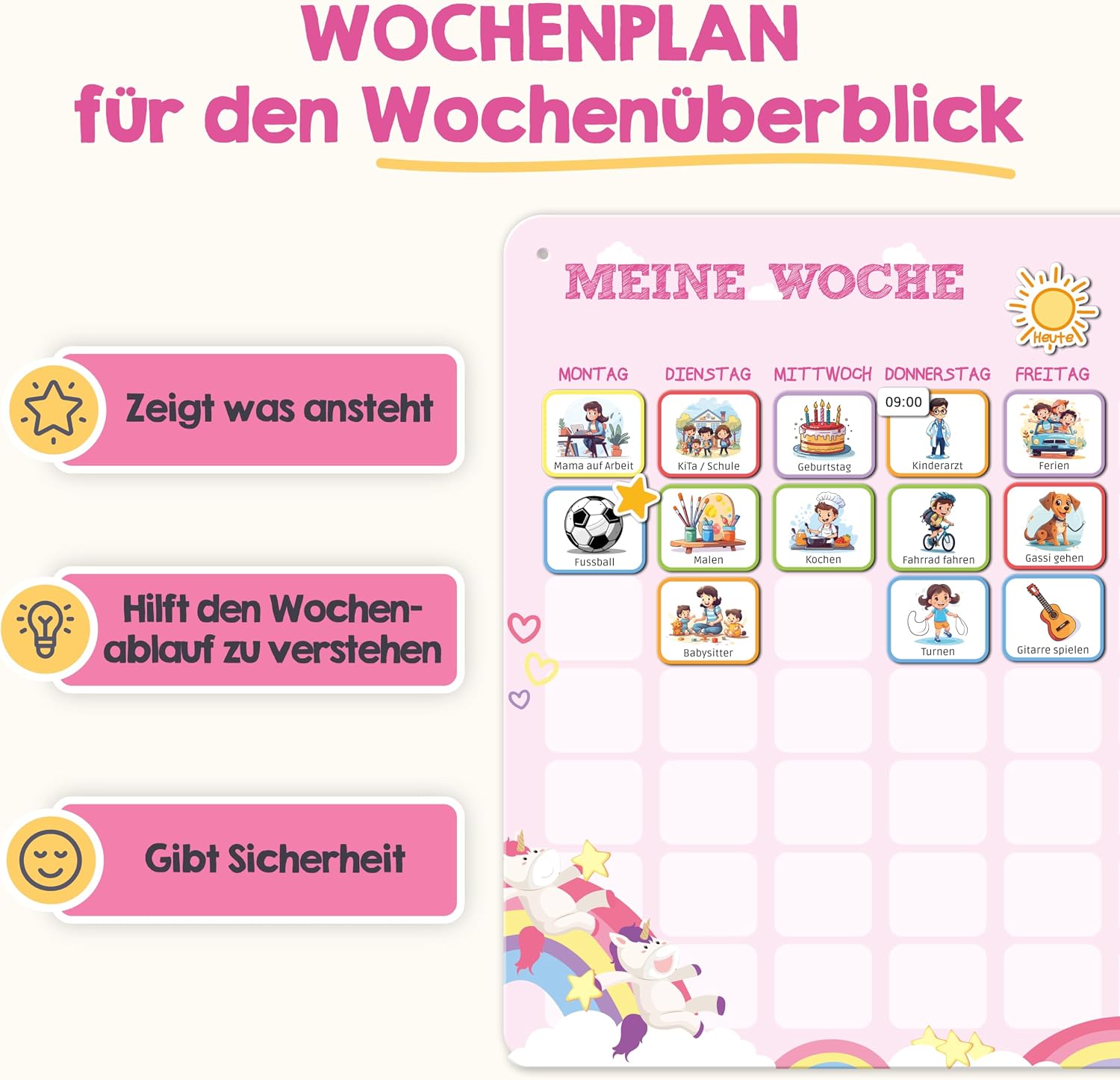 Wochentage, Familienplaner, Kalender, Kinderplaner, Malen