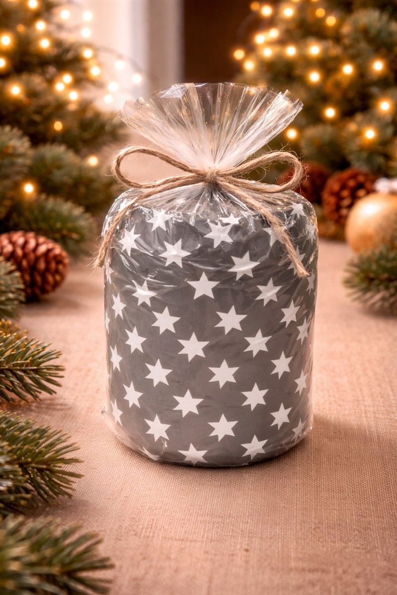 weihnachtskugel, geschenkverpackung, sternmotiv, grau, stars pattern
