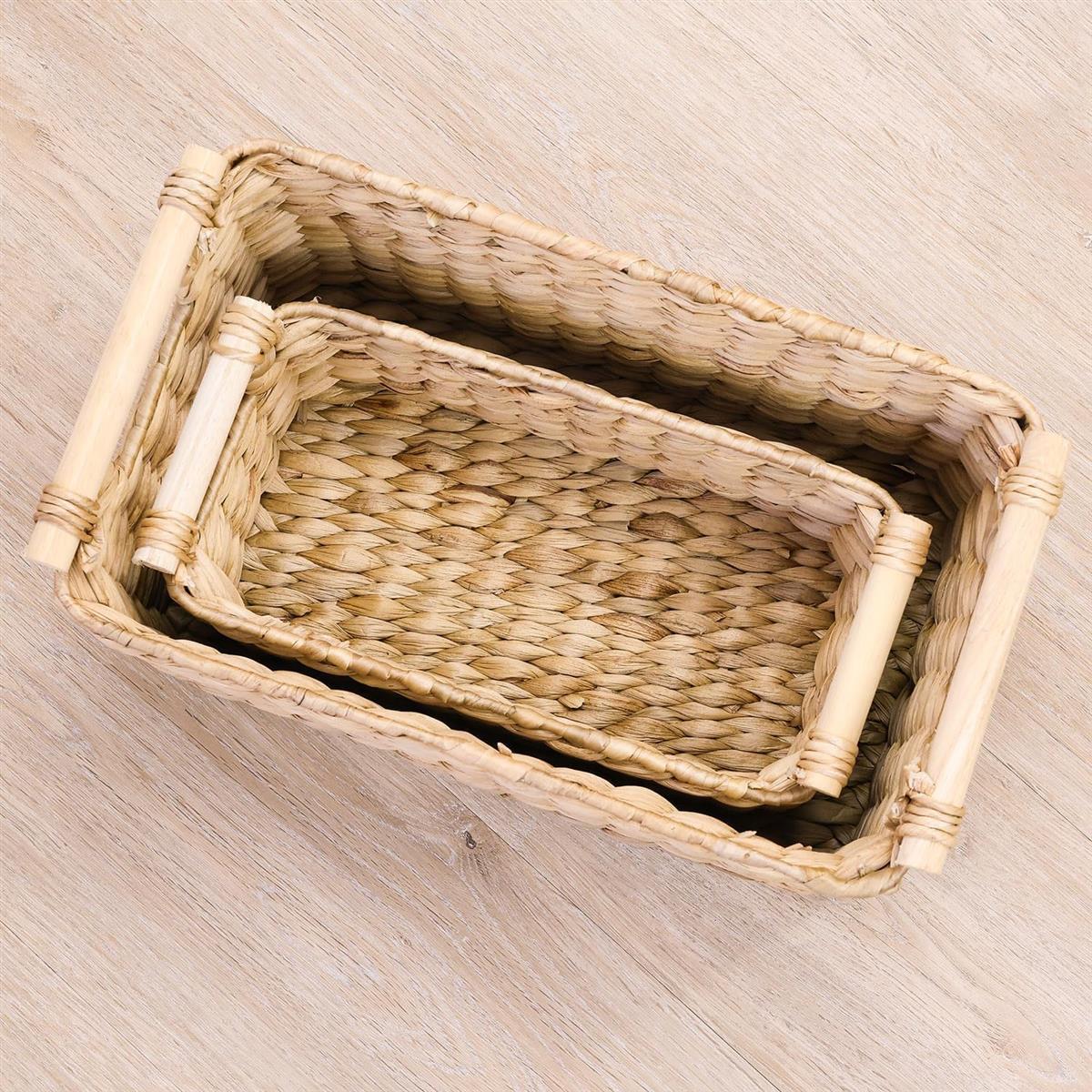 HMF Badezimmer Korb Wasserhyazinthe mit Holzgriffen