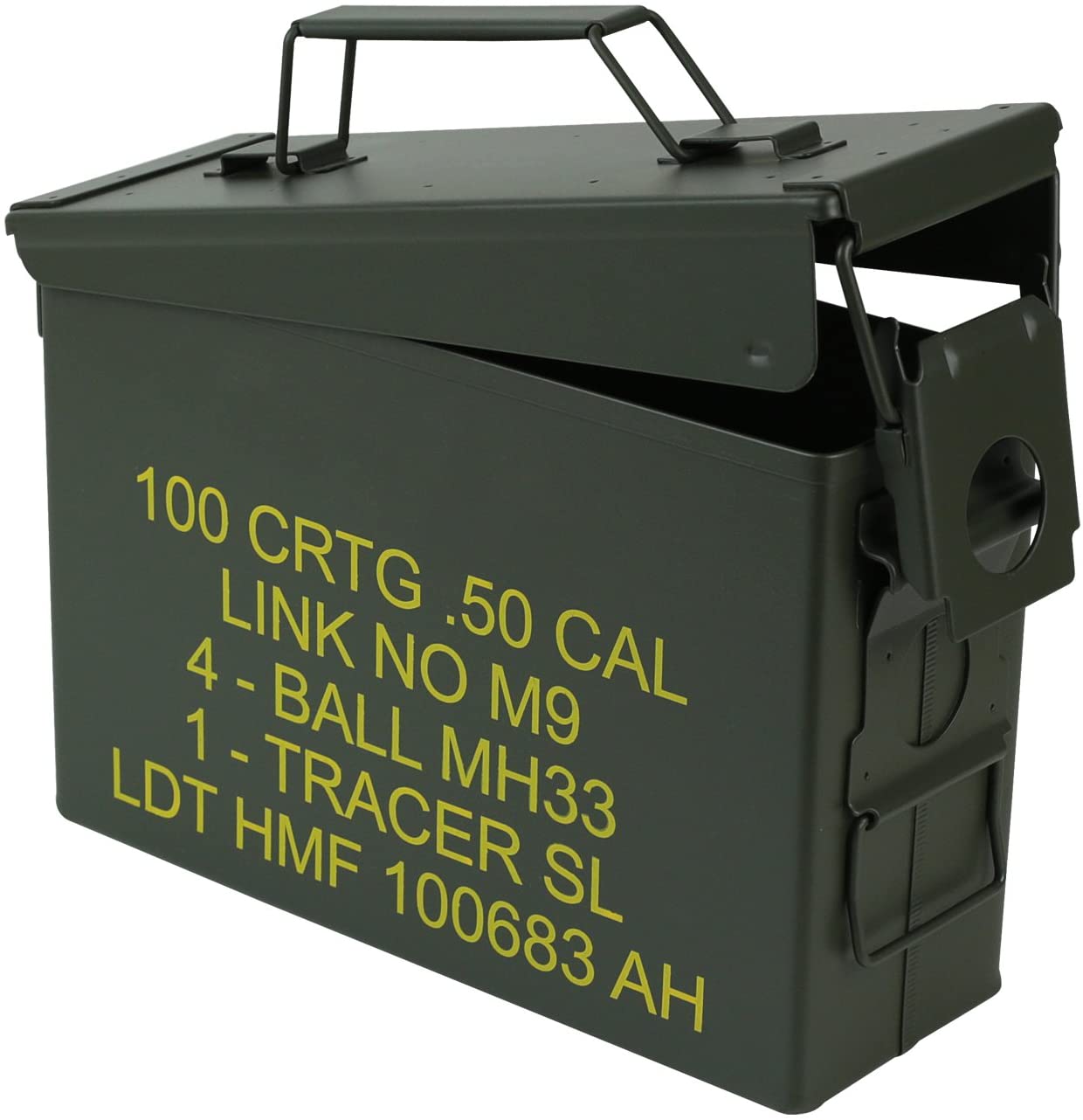 militärbox, Munitionsbox, grüner Kasten, Beschriftung, Metallverschluss