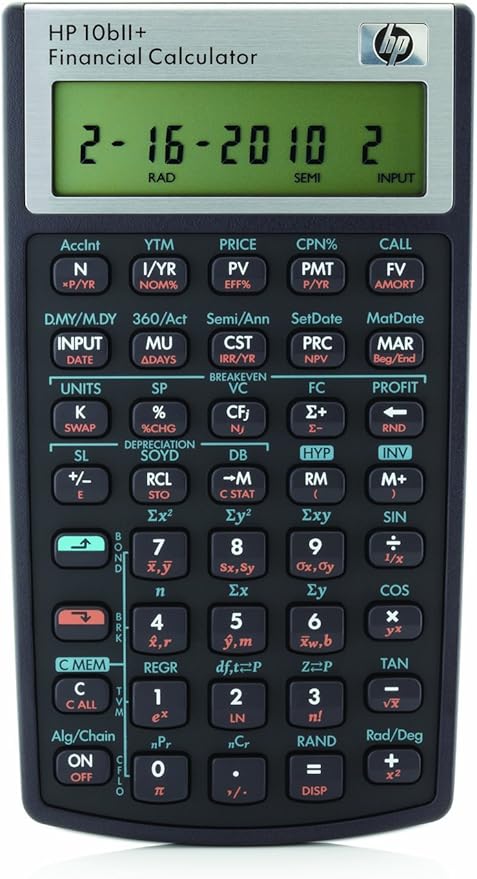 HP 10bII+ Taschenrechner schwarz