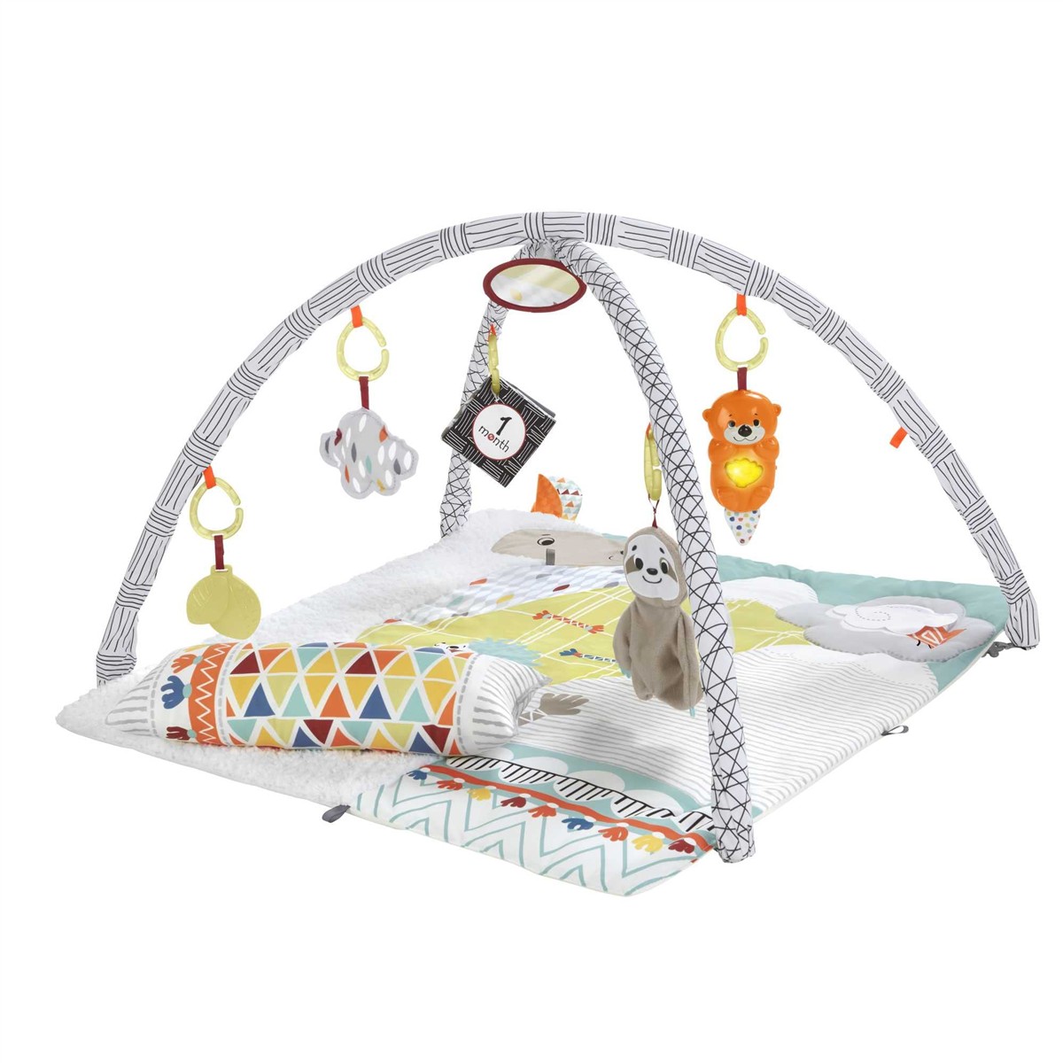 Baby-Spielmatte, Baby-Gym, Aktivitätsbogen mit Spielzeug, Weiche Quiltdecke, Aufhängbare Spielzeuge