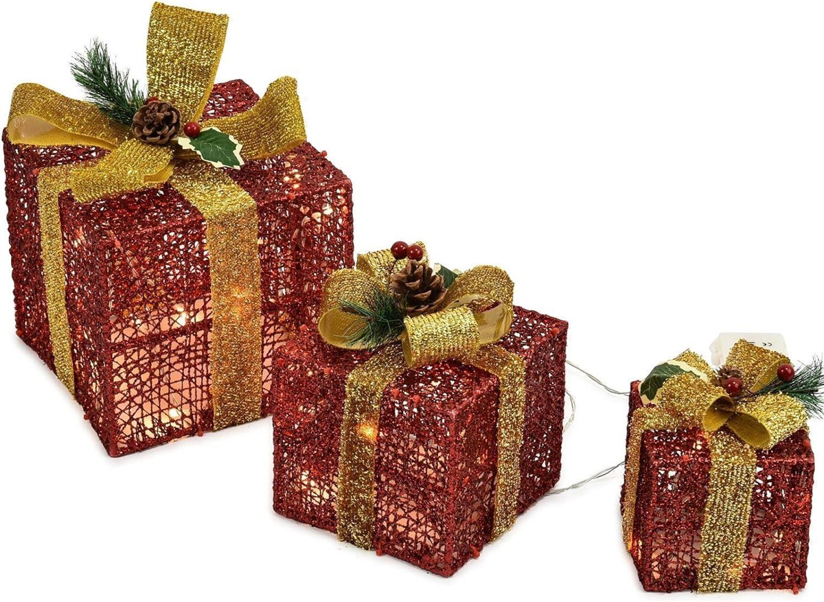 Weihnachtsgeschenke, Geschenkkartons, Kugelgeschenk, Rot, Gold