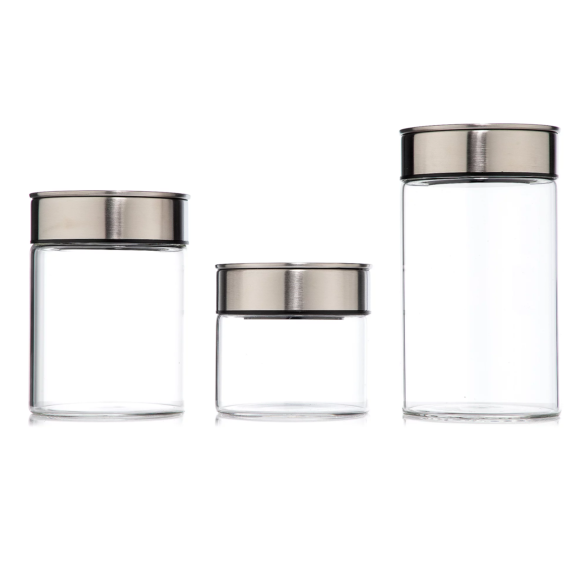 Glasbehälter, Aufbewahrungsdose, Glasbehälter set, emalierte Deckel, Transparentes Glas