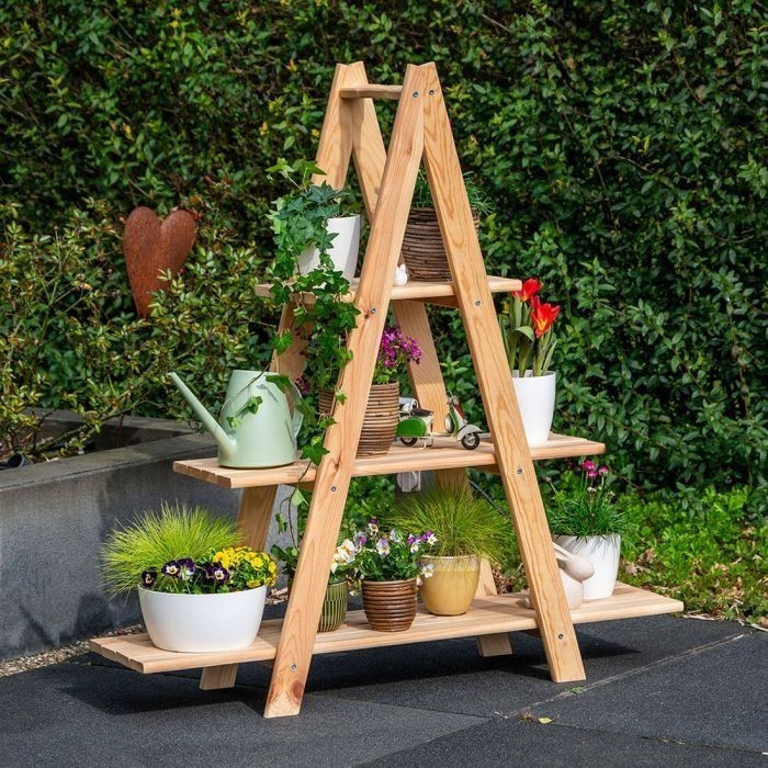 Holzregal, Blumenregal, Mehrzweckregal, Gartengestaltung, Stufenregal
