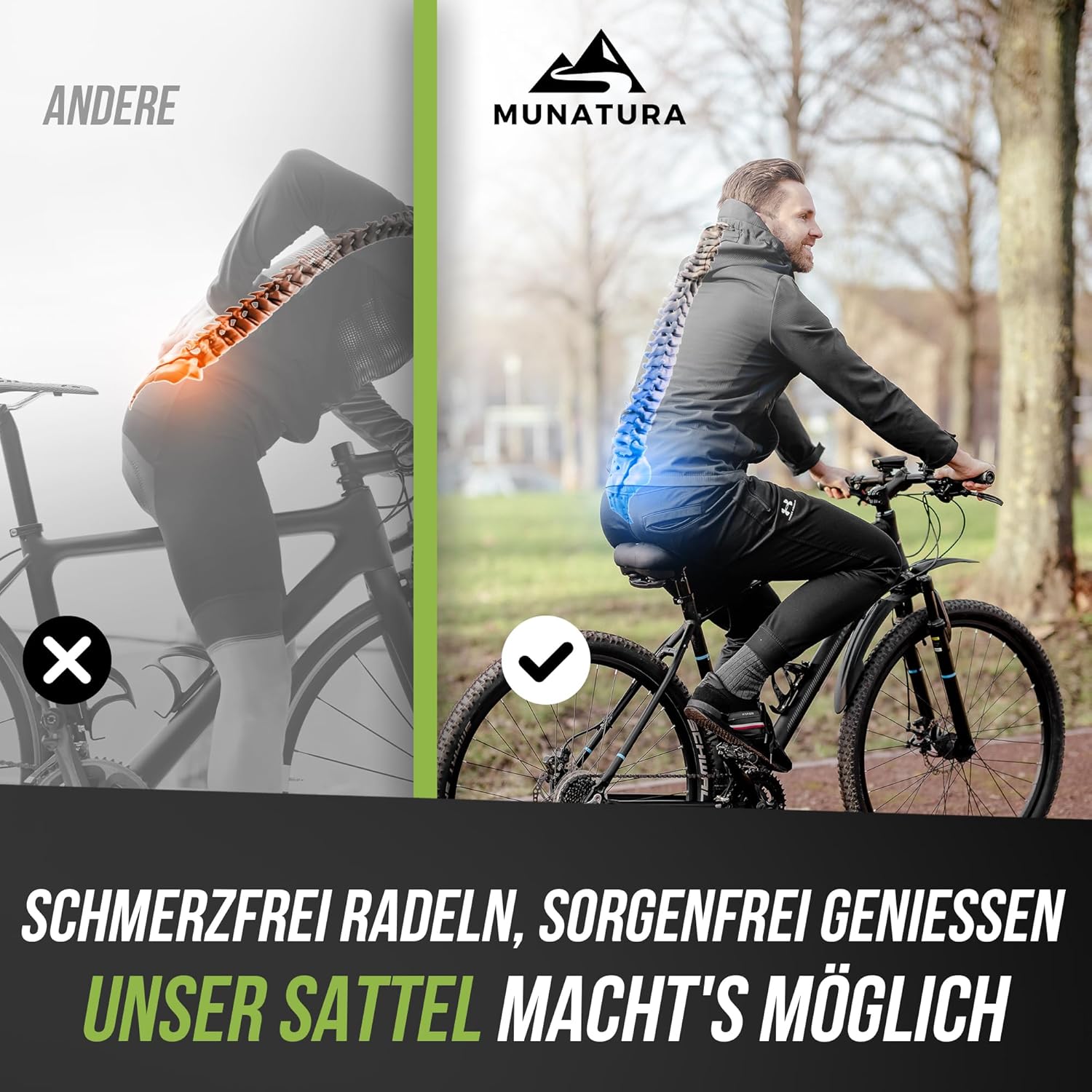 MUNATURA Fahrradsattel mit Memory Foam Fahrradsattel Sattel Trekking
