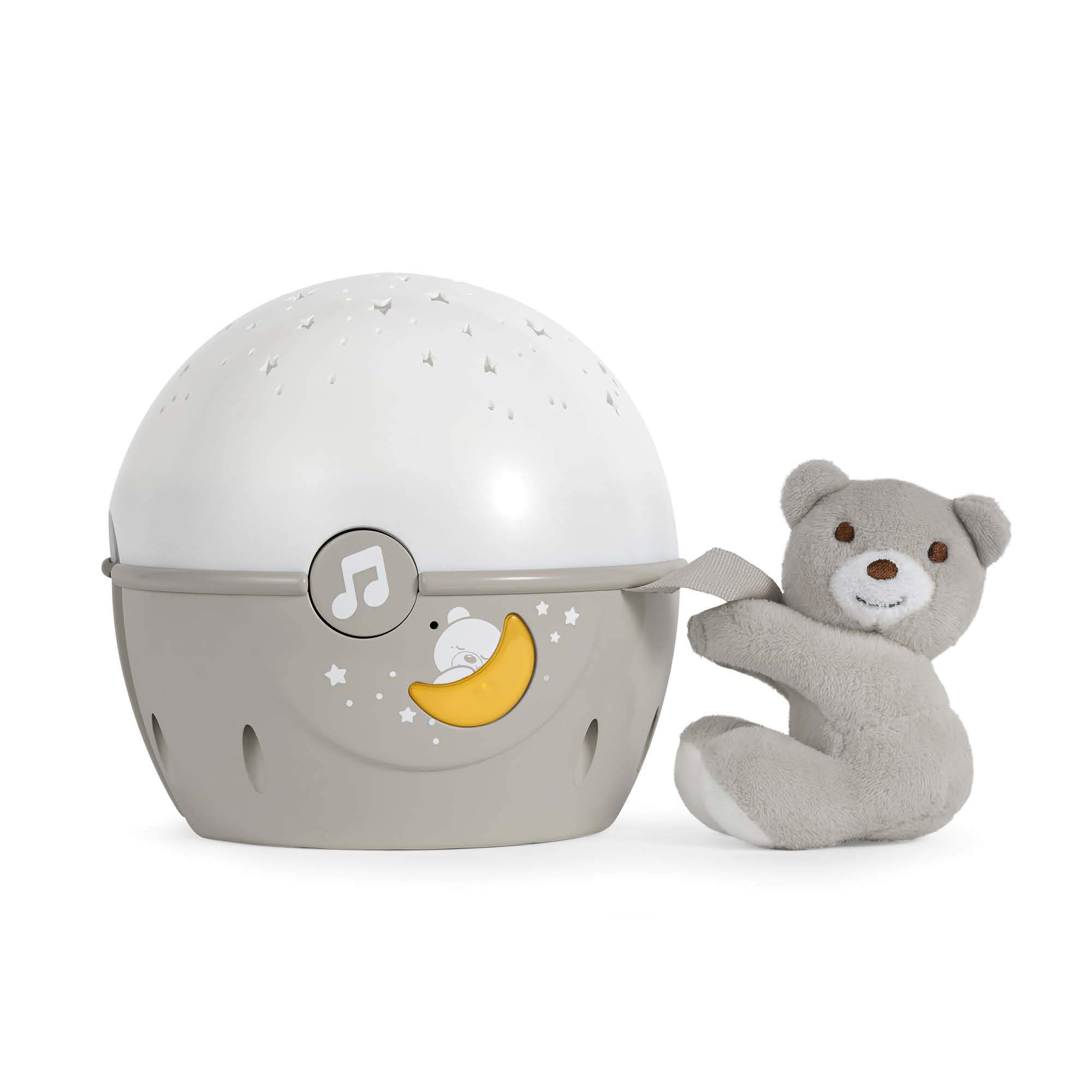 Chicco Next2Stars Baby-Nachtlicht, Neutral | Sternenlichtprojektor für Babybetten und Krippen, Soundsensor, 3 Lichteffekte und Musik, 1 Stück
