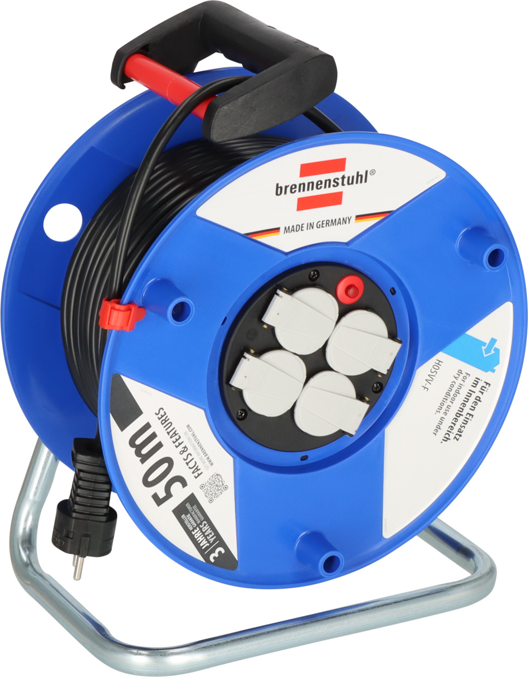 Garant Kabeltrommel H05VV-F 3G1,5 50m schwarzes Kabel für innen