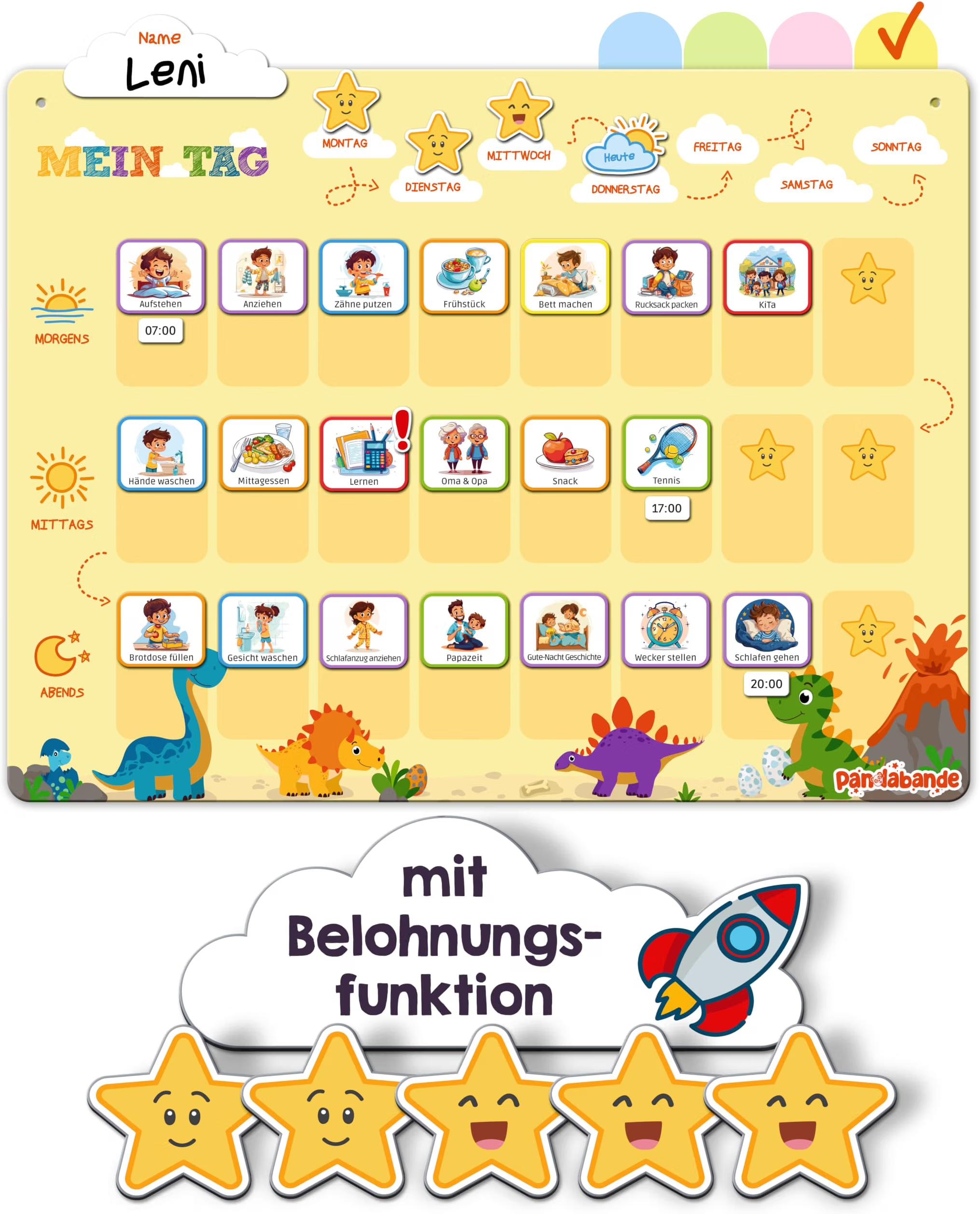 Tagesplan, Kinderkalender, Morgen, Mittag, Abend