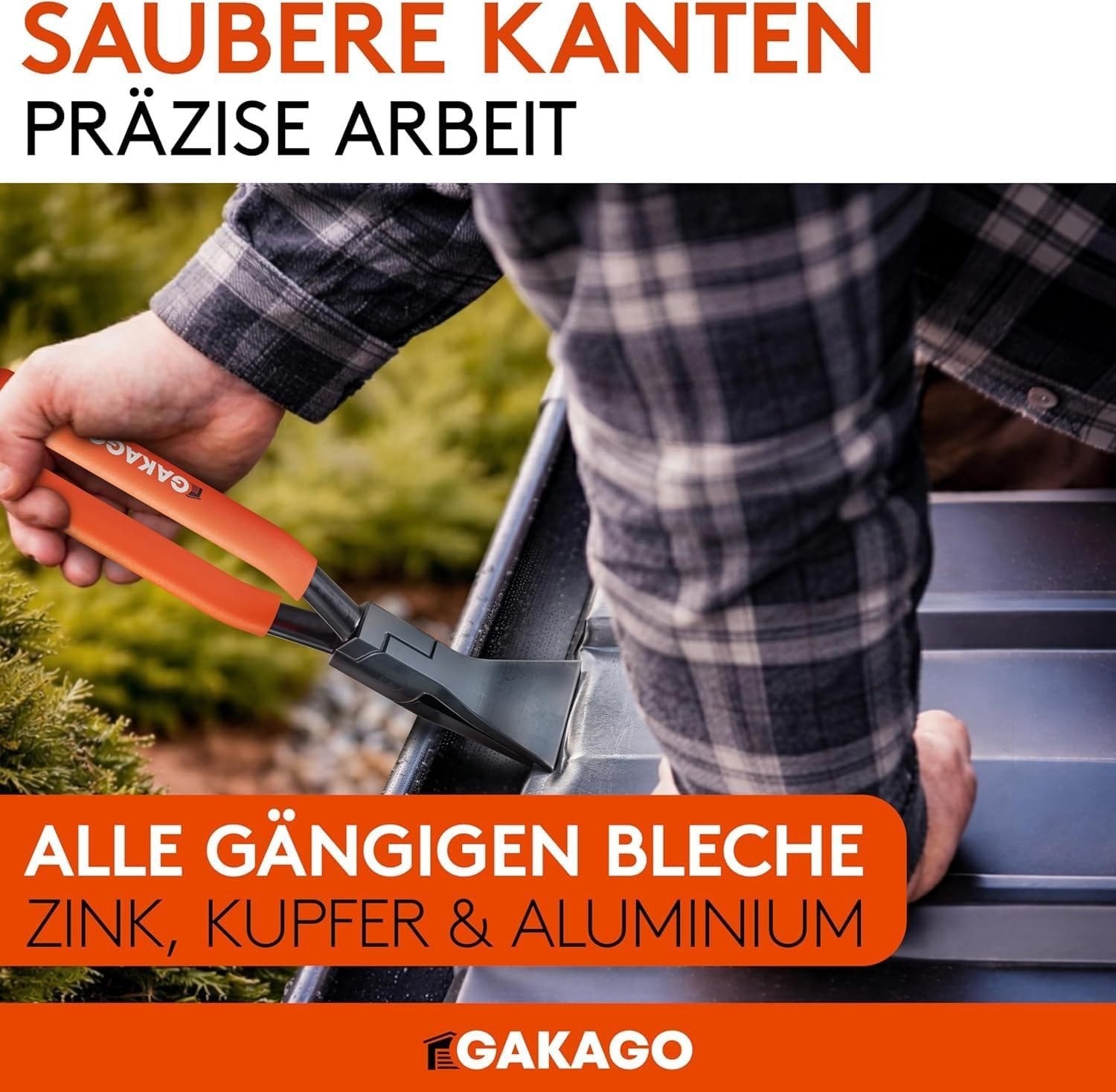 Blechschere, Metallwerkzeug, orange Griffe, präziser Schnitt, Zink Kupfer Aluminium