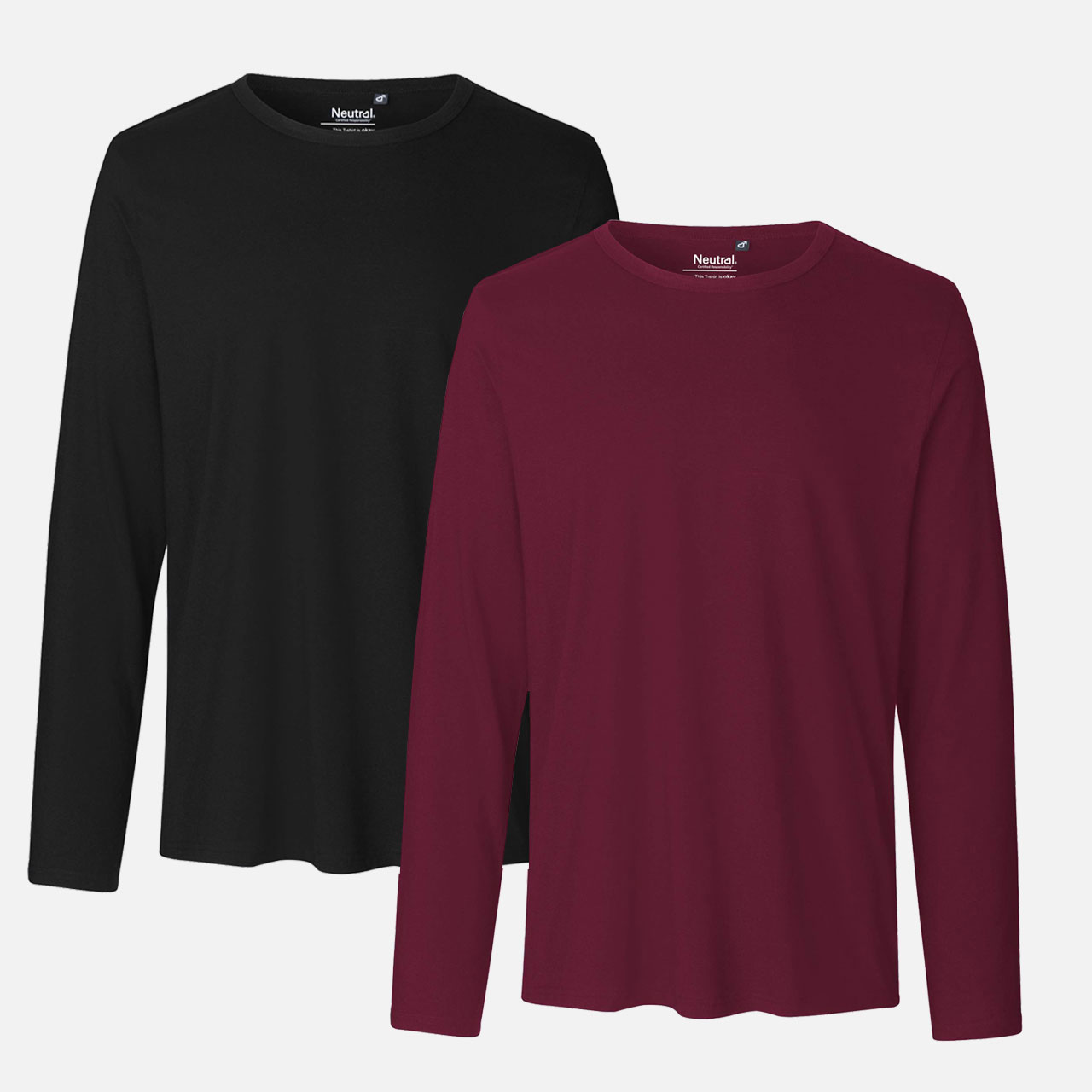Doppelpack Mens Long Sleeve Shirt - Schwarz / Bordeaux S Schwarz / Bordeaux