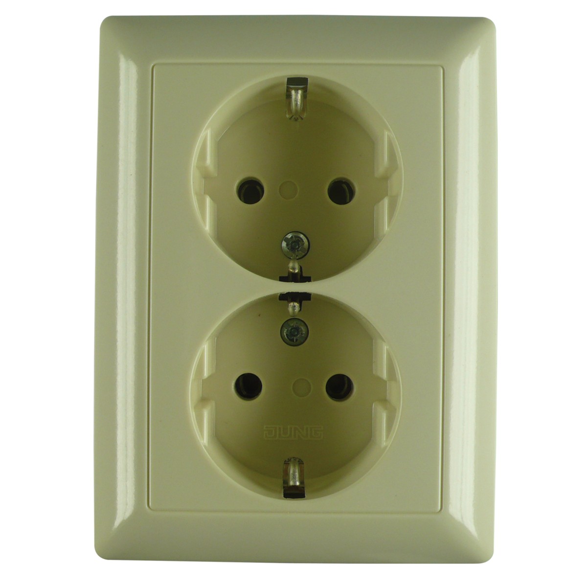 Doppelsteckdose, Schuko-Steckdose, Unterputz, beige, Kunststoff