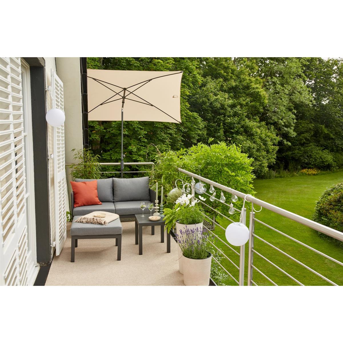 Siena Garden Marktschirm City 140 cm x 210 cm Natur mit Schieber