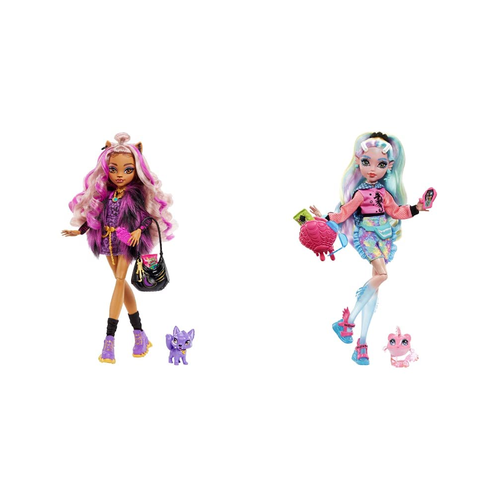 Monster High Clawdeen Puppe, Werwolf Modepuppe mit rosa und blondem Haar, Haustier und Puppenzubehör, Spielzeug für Kinder ab 4 Jahren, HHK52