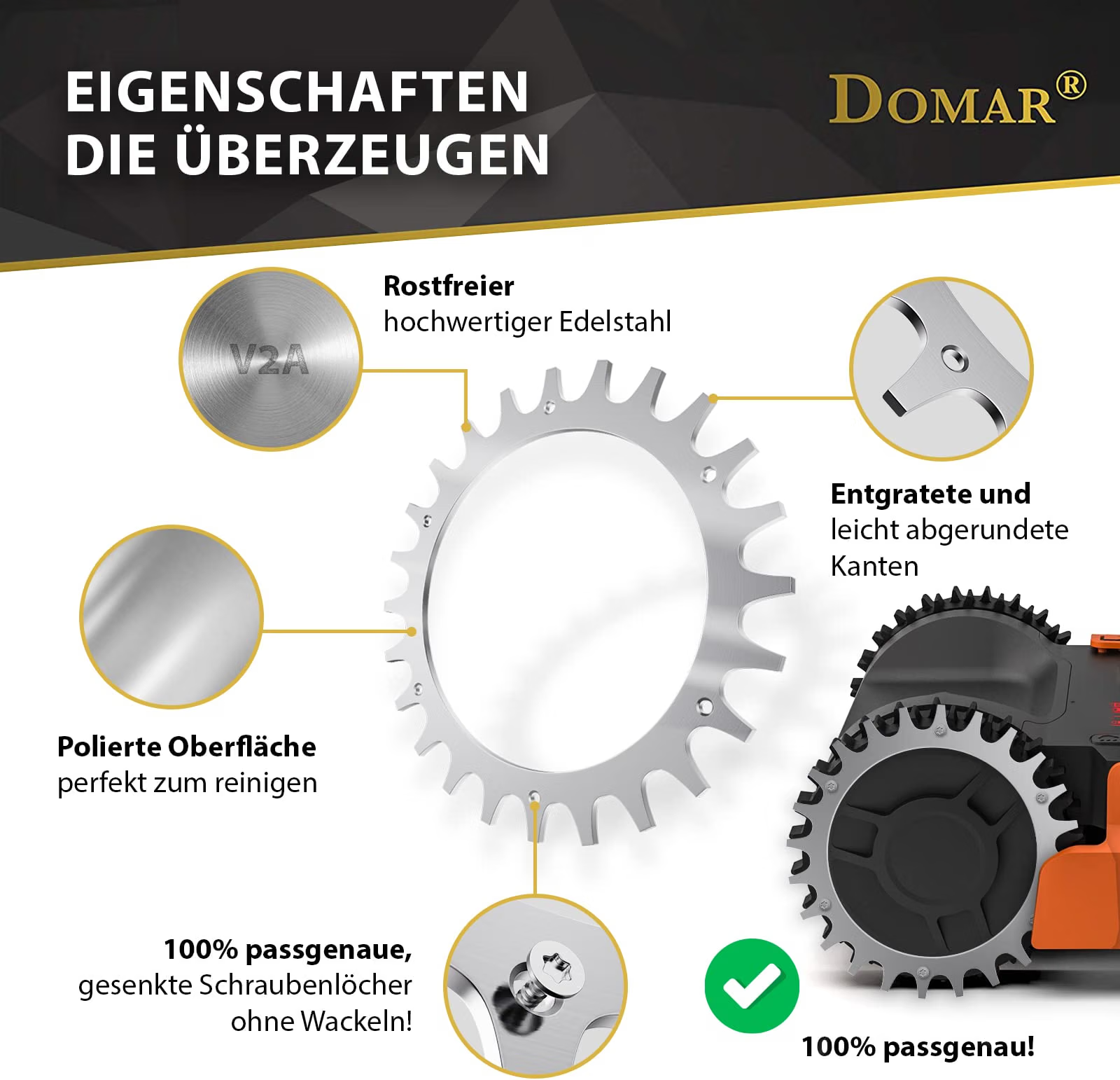 Edelstahl ring, Zahnrad, Polierte Oberfläche, Rostfreier Stahl, Sprocket