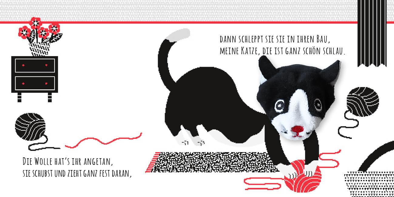Kontrastbuch für Babys mit Fingerpuppe: Guck mal, kleine Katze: Pappbilderbuch zur spielerischen Förderung des Seh- und Wahrnehmungsvermögens von Babys und Kleinkindern nach Montessori