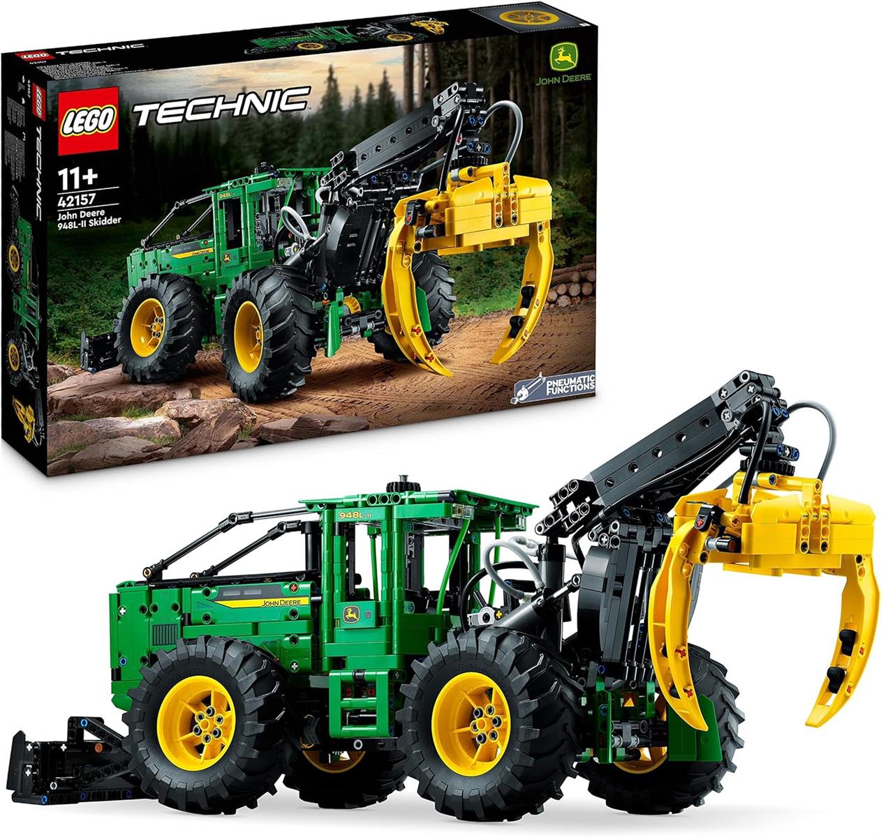 LEGO Technic 42157 John Deere 948L II Skidder Baufahrzeug pneumatisch Legotechnic Legoset Legobausteine Legosteine Bausteine Sets Steine