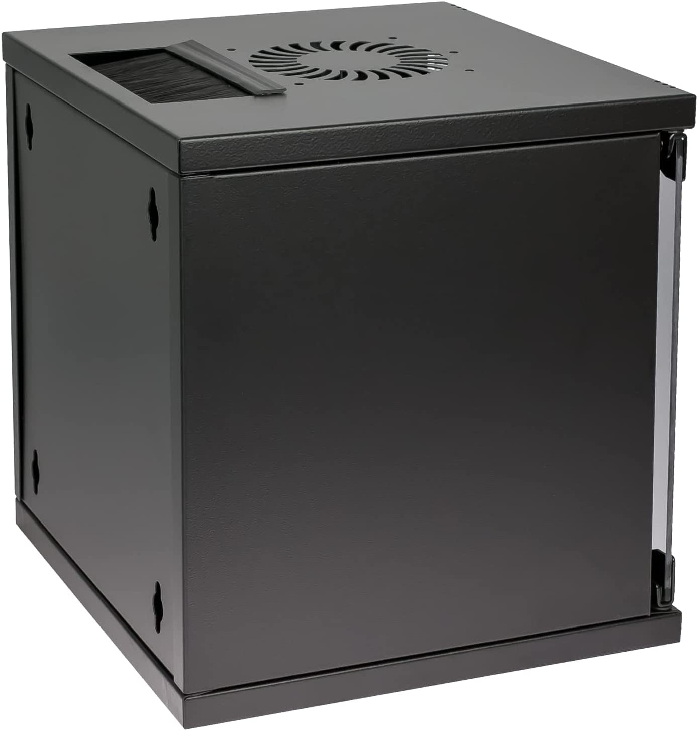 pc-internal-gehäuse, server-case, schwarz-metall, lüfter-öffnung, kompaktes-gehäuse