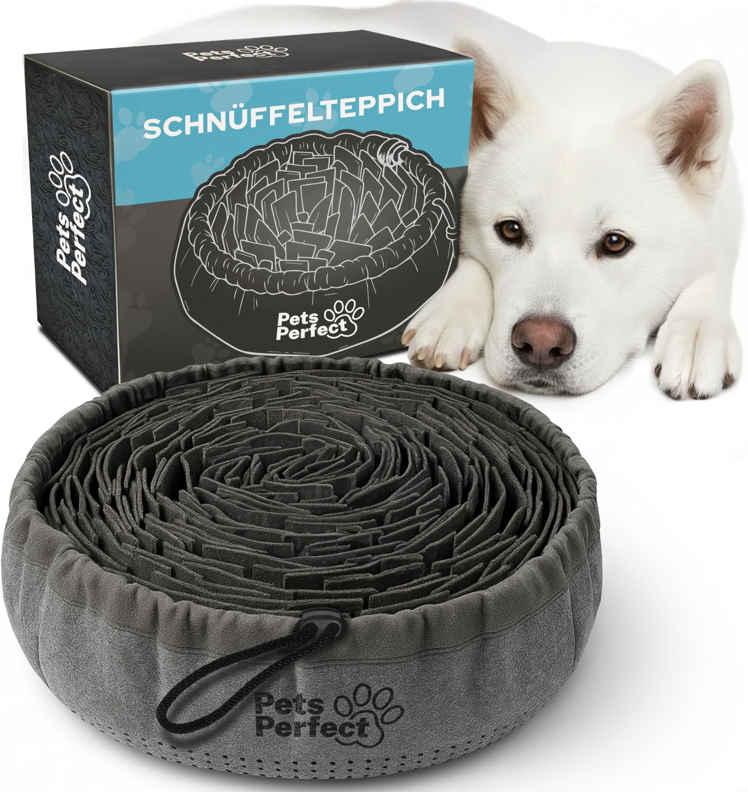 Schnüffelteppich, Hundespielzeug, Fleece, Dunkelgrau, Runde Form