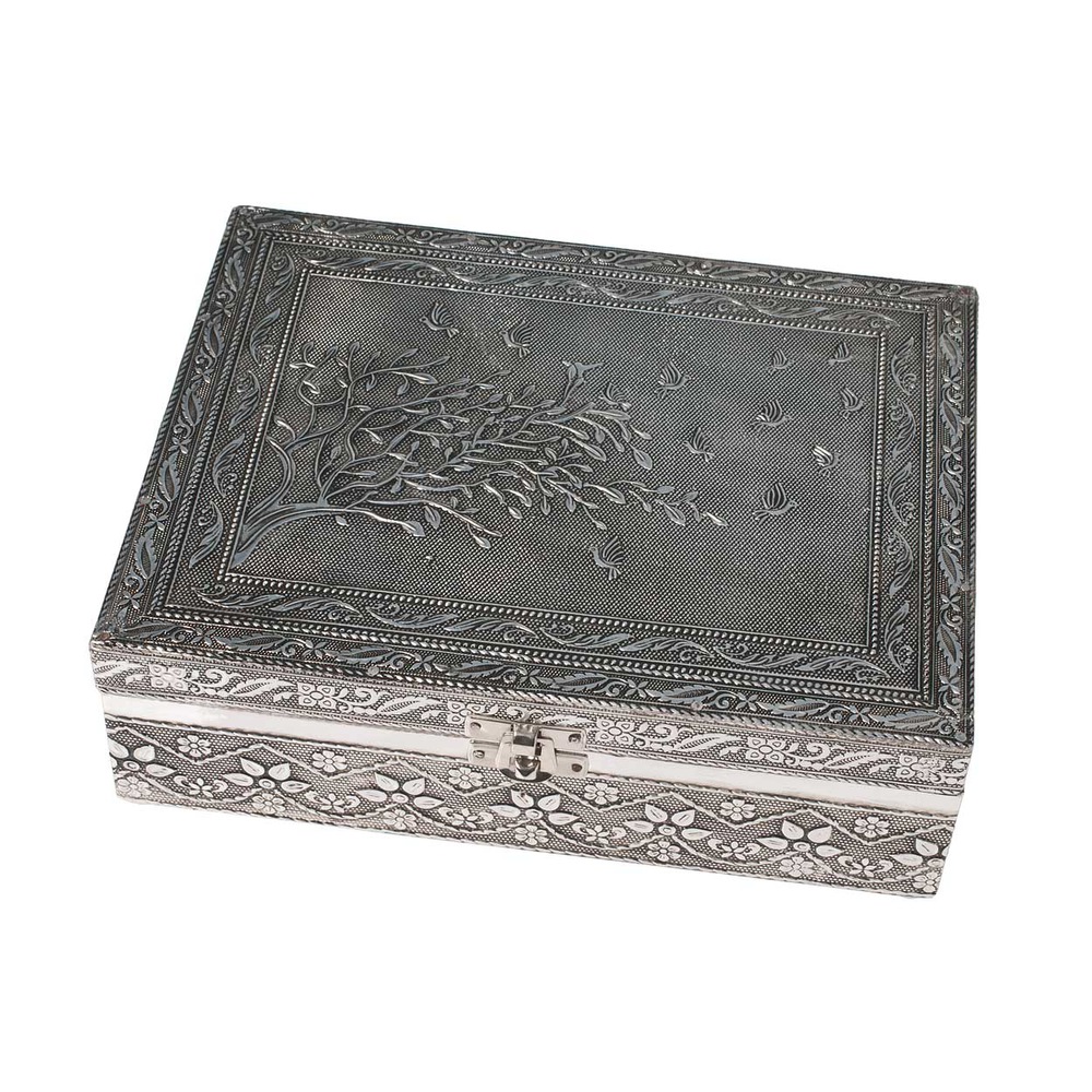 Schmuckbox aus Aluminium, verschiedene Designs, 20 x 12 x 6 cm