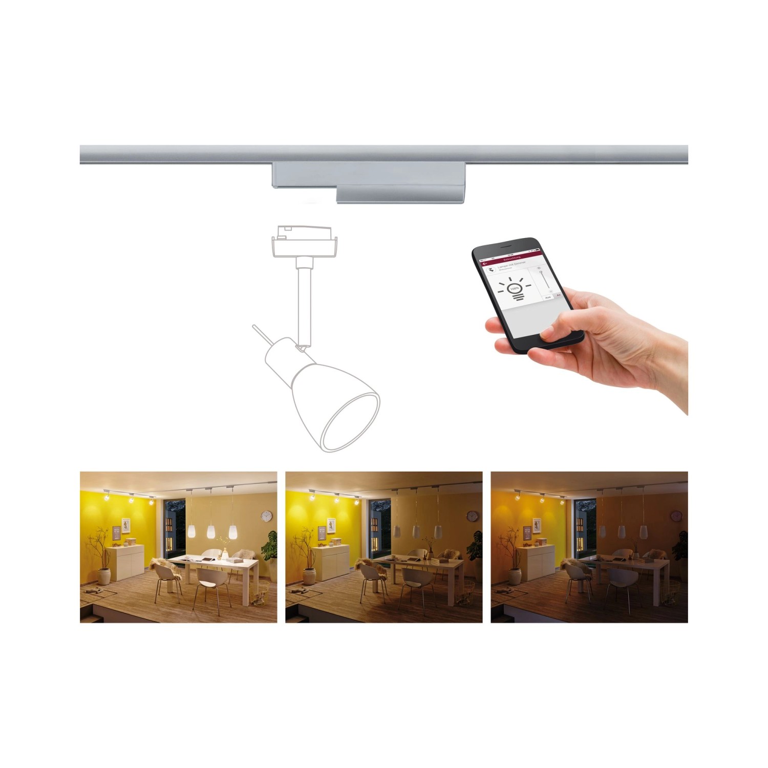 Paulmann Smart Home Zigbee URail Spotadapter 0 50W Chrom matt An/Aus/Dimmen