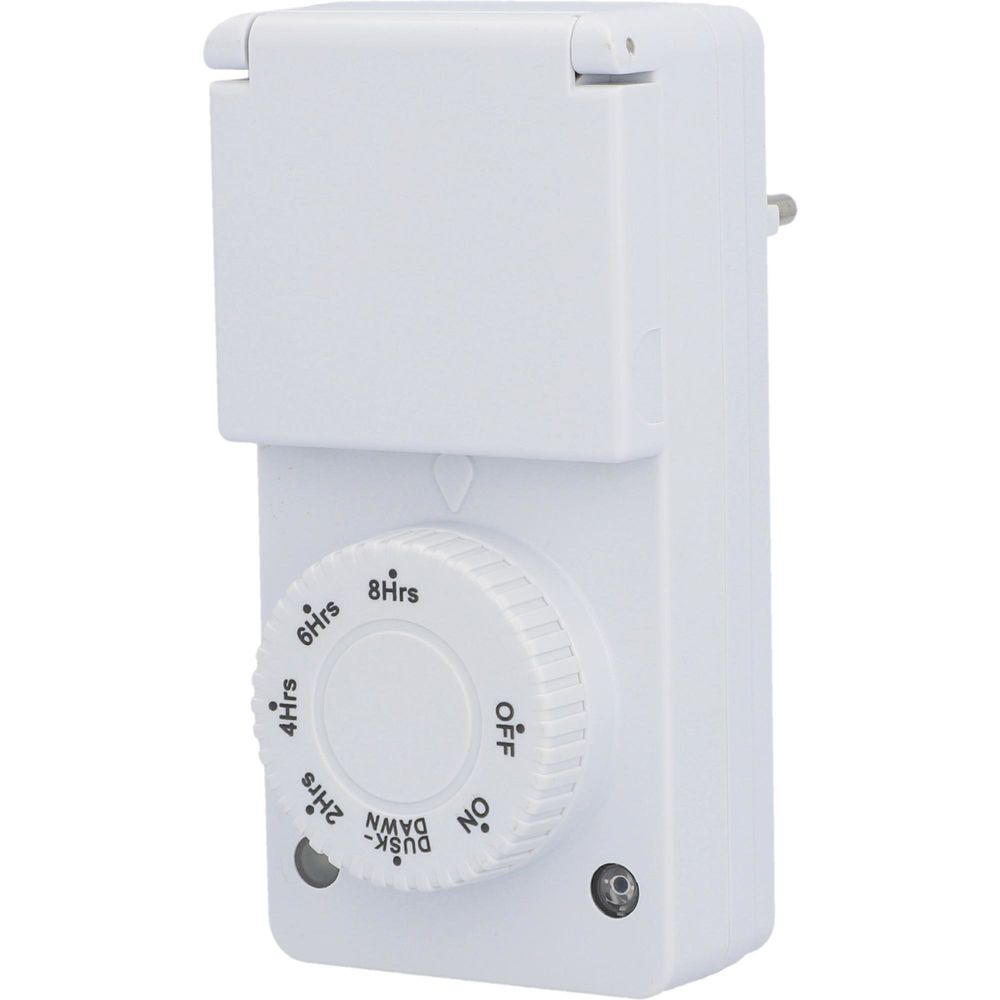 UNITEC Zeitschaltuhr mit Countdown-Funktion für den Außenbereich IP 44, analog, Kindersicherung, Dämmerungsfunktion, weiß