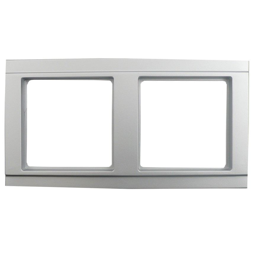Schalterplatte, Duo-Schalter, Rahmen, Weiß, Metallisch