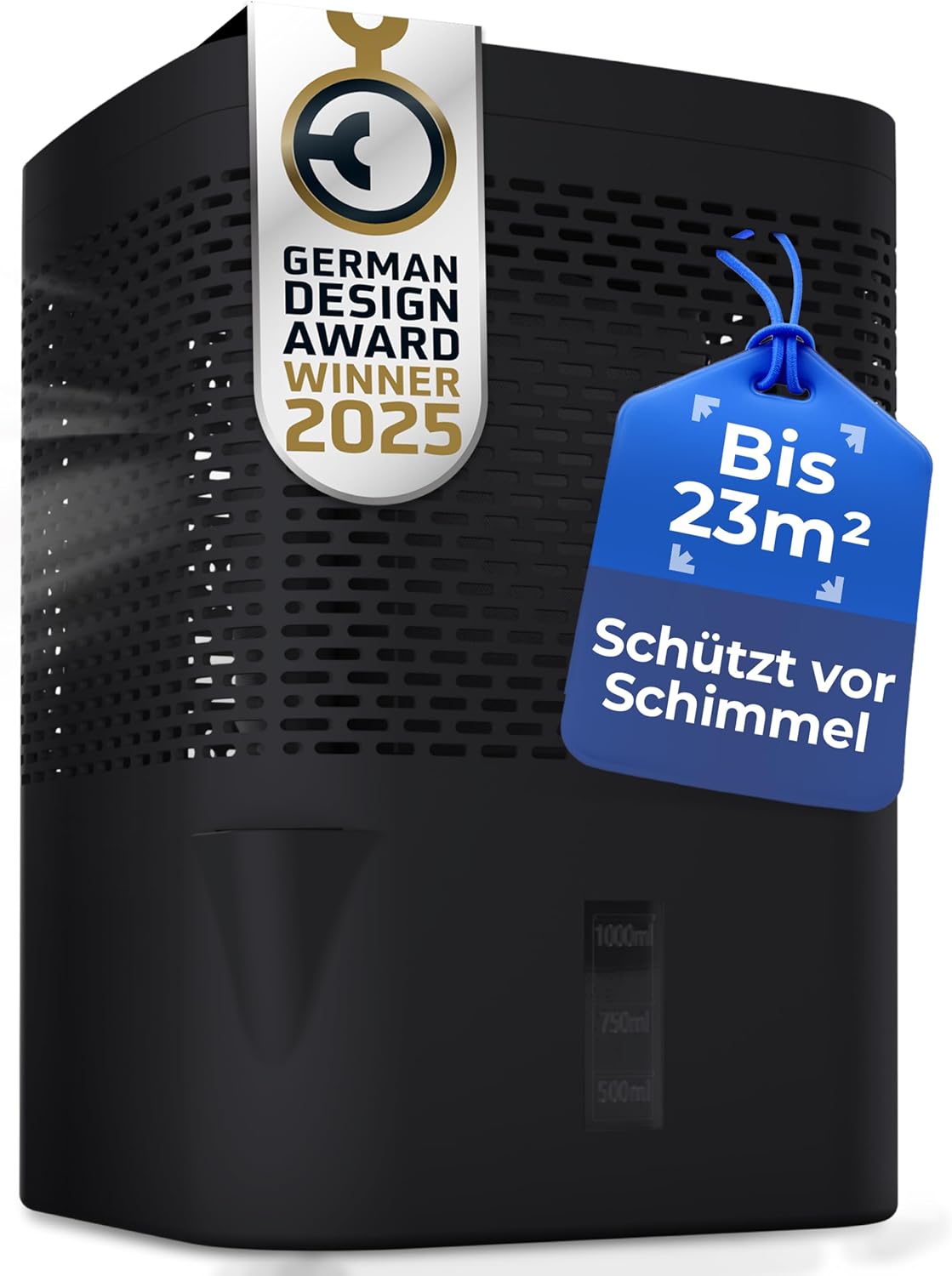 Luftbefeuchter, Schimmelsschutz, Schwarz, Größenskala, Design-Auszeichnung