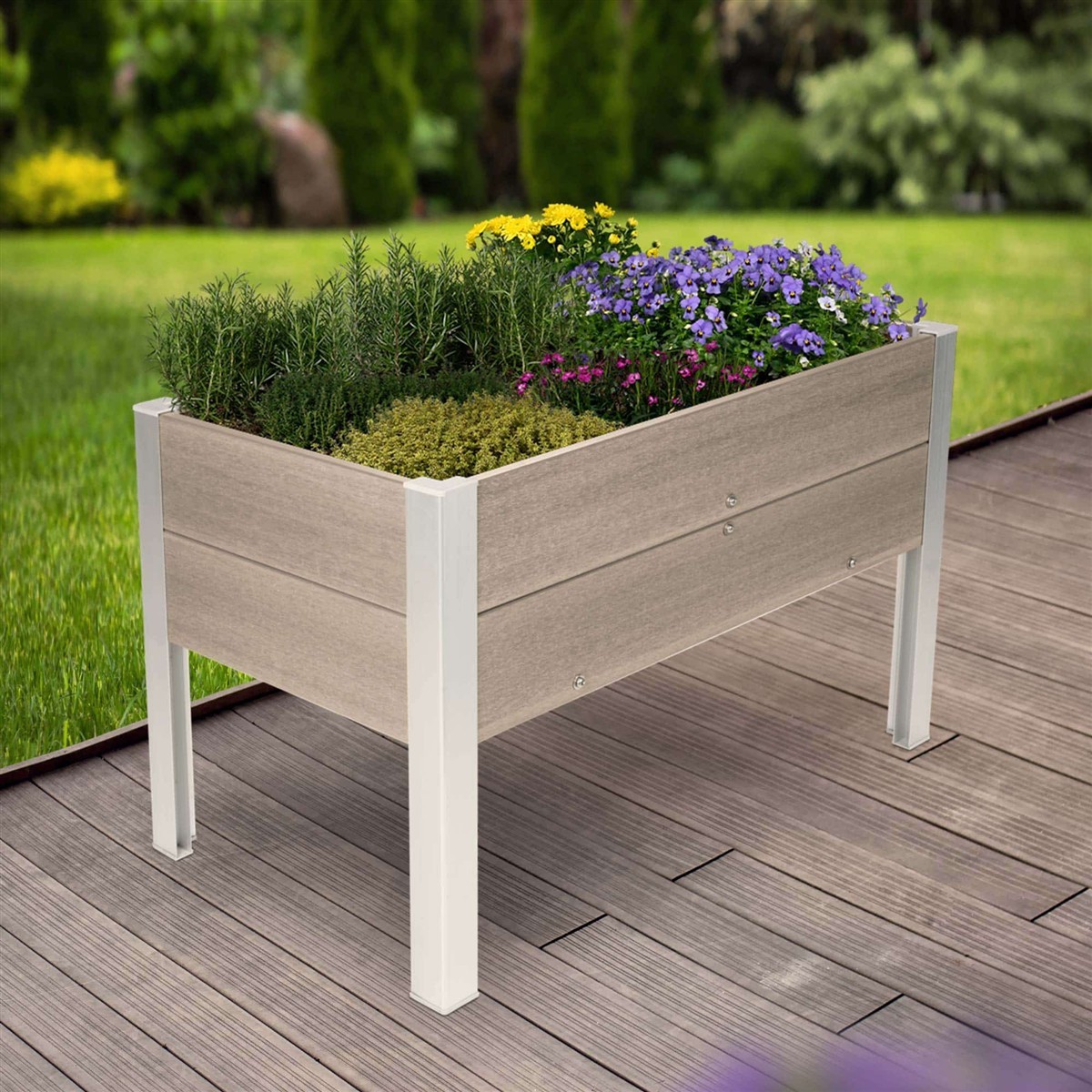 Blumenkasten, Pflanzkasten, Holzoptik, Beetkasten, Blumentopfständer