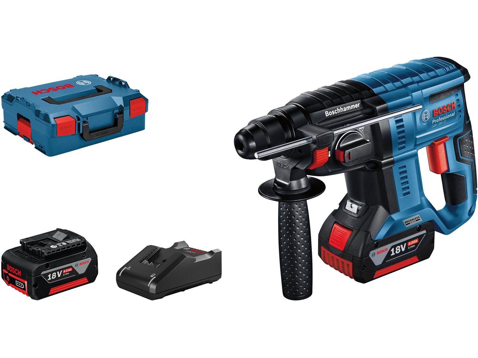 Bosch Professional Akku Bohrhammer GBH 18 V 21 mit 2 Akkus, GAL & L Boxx