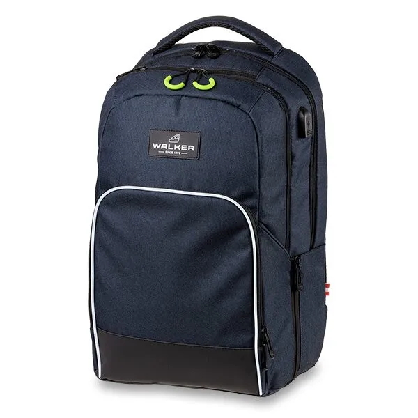 Walker 42118-072 - Rucksack Wizzard College Dunkelblau mit 3 Fächern, Laptop-Fach, Rücken-Polsterung, höhenverstellbares Trage-System, wasserabweisend, Allrounder-Backpack für Schule, Uni und Büro