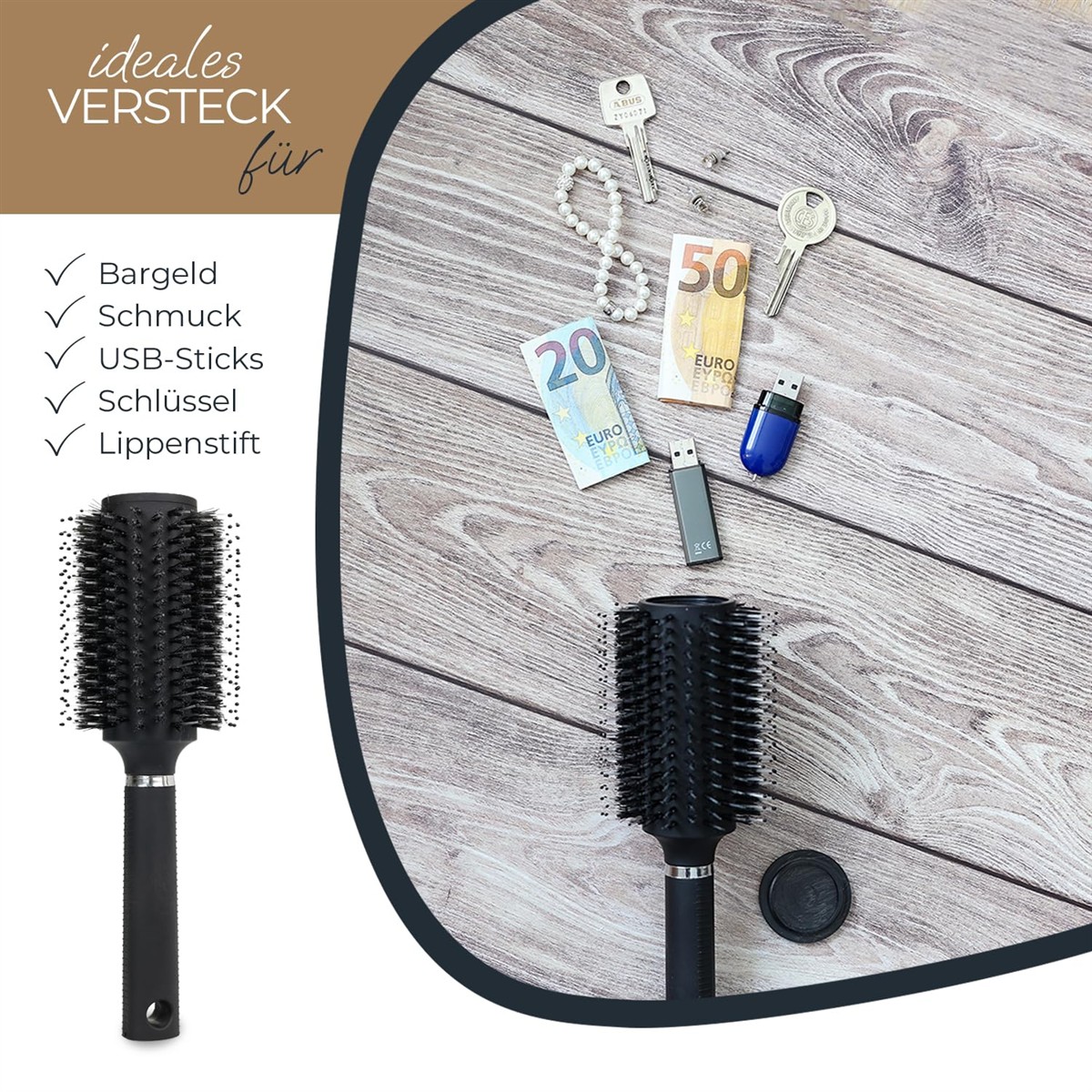 Haarebürste, Lockenbürste, Rundbürste, Stylingbürste, USB-Stick Zubehör