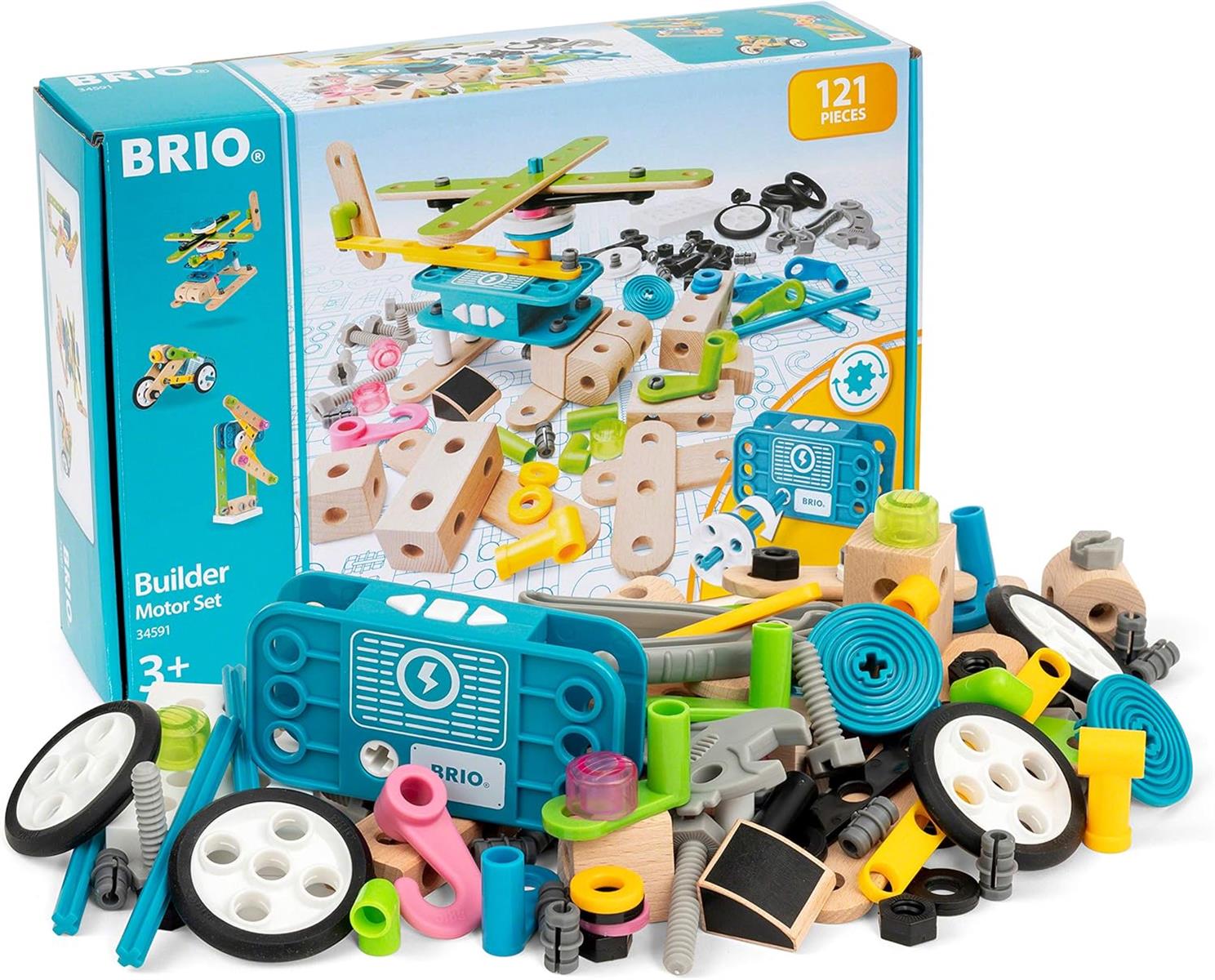 BRIO Builder 34591 Konstruktion Set für Hubschrauber Auto mit Motor batteriebetrieben Spielzeug