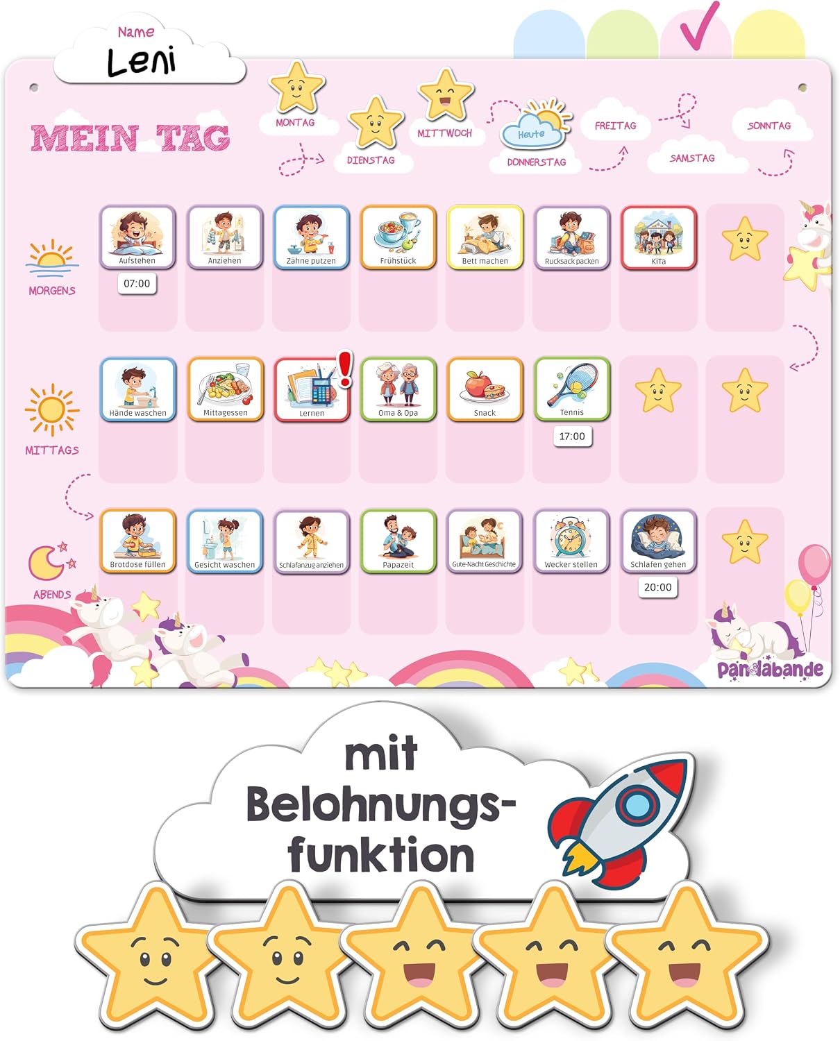 Tagesplan, Kinderkalender, Pausenboard, Aufgabenplan, Belohnungsstern