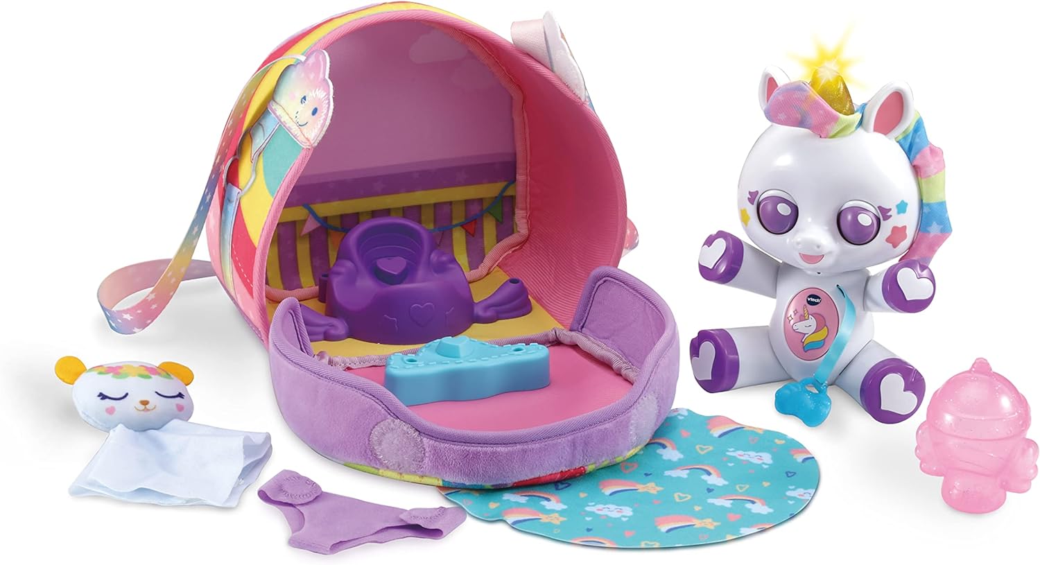 VTech 80518104 Little Love Emily Einhorn mit Handtasche Puppe mit Tasche Spielzeug
