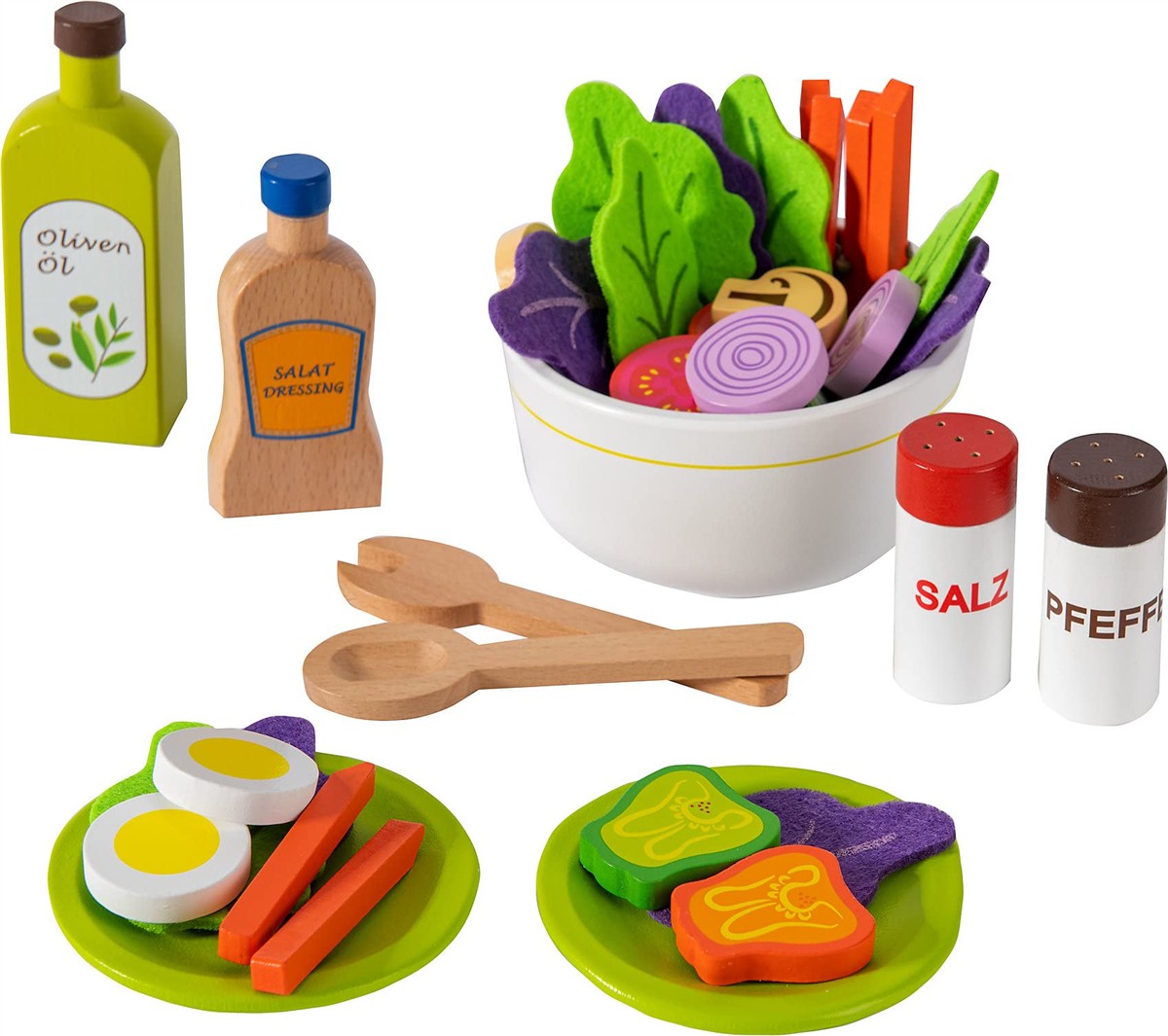 Holzspielzeug, Küche, Spielset, Miniatur, Lebensmittel aus Holz