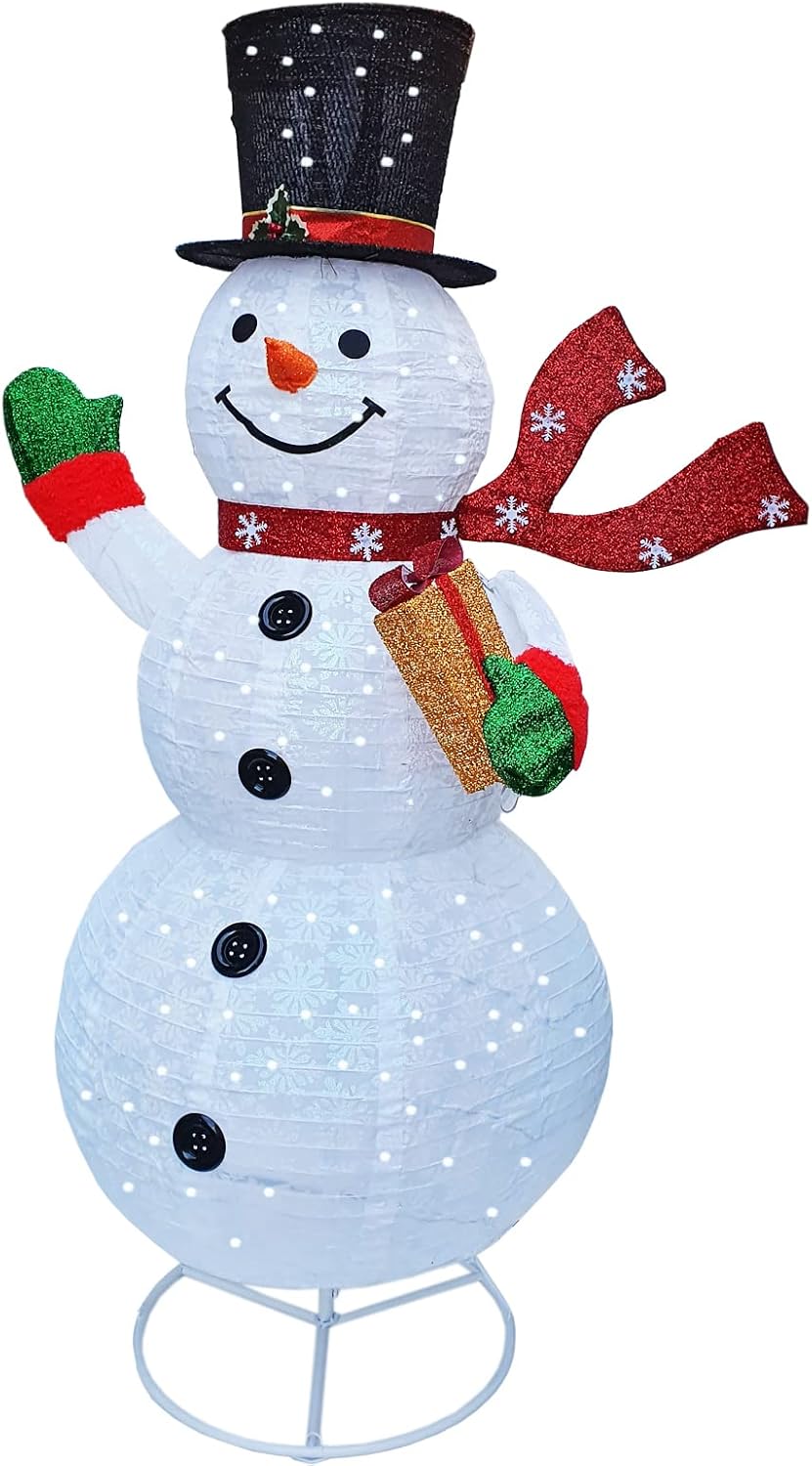 DMS LED Schneemann 180 cm hoch LED Lichterkette 200 LEDs Weihnachten Figur Schneemann Weihnachtsdekoration Gartendekoration Weihnachtsbeleuchtung IP44 Wetterfest zusammenfaltbar