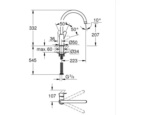 GROHE 31369001 Quickfix Start Edge 2020 Küchenarmatur Chrom